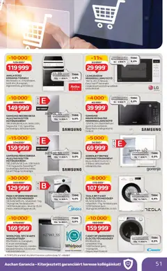 Auchan akciós ujság - amely érvényes a következő dátumtól: 14.08.2025 | Oldal: 51 | Termékek: Hűtőszekrény, Tűzhely, Elöltöltős mosógép, Samsung