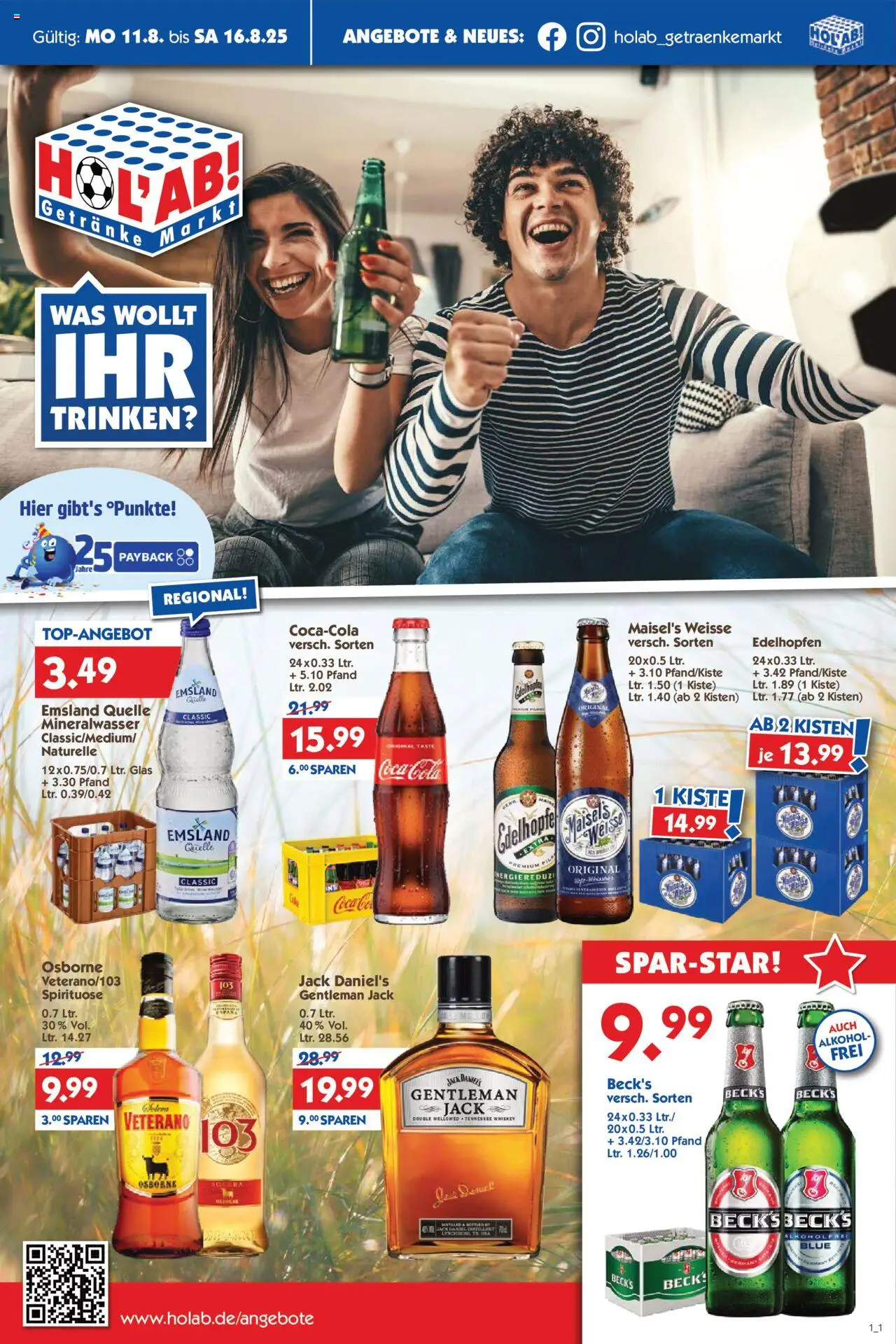 HOL’AB! Prospekt 	 - gültig ab dem 11.08.2025 | Seite: 1 | Produkte: Osborne, Cola, Jack Daniel's, Whiskey