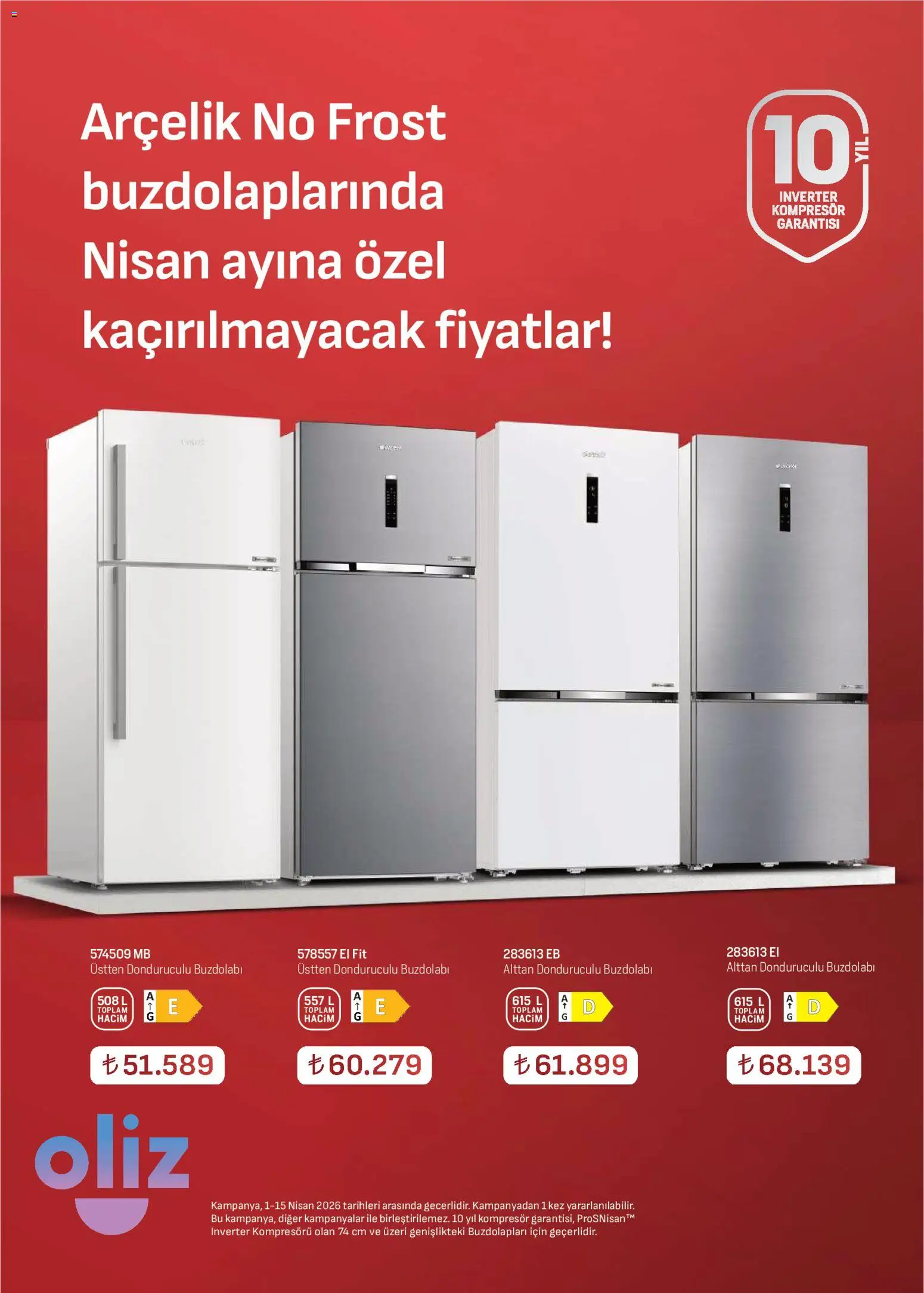 Arçelik Katalog - 01.04.2026 tarihinden itibaren geçerlidir | Sayfa: 13
