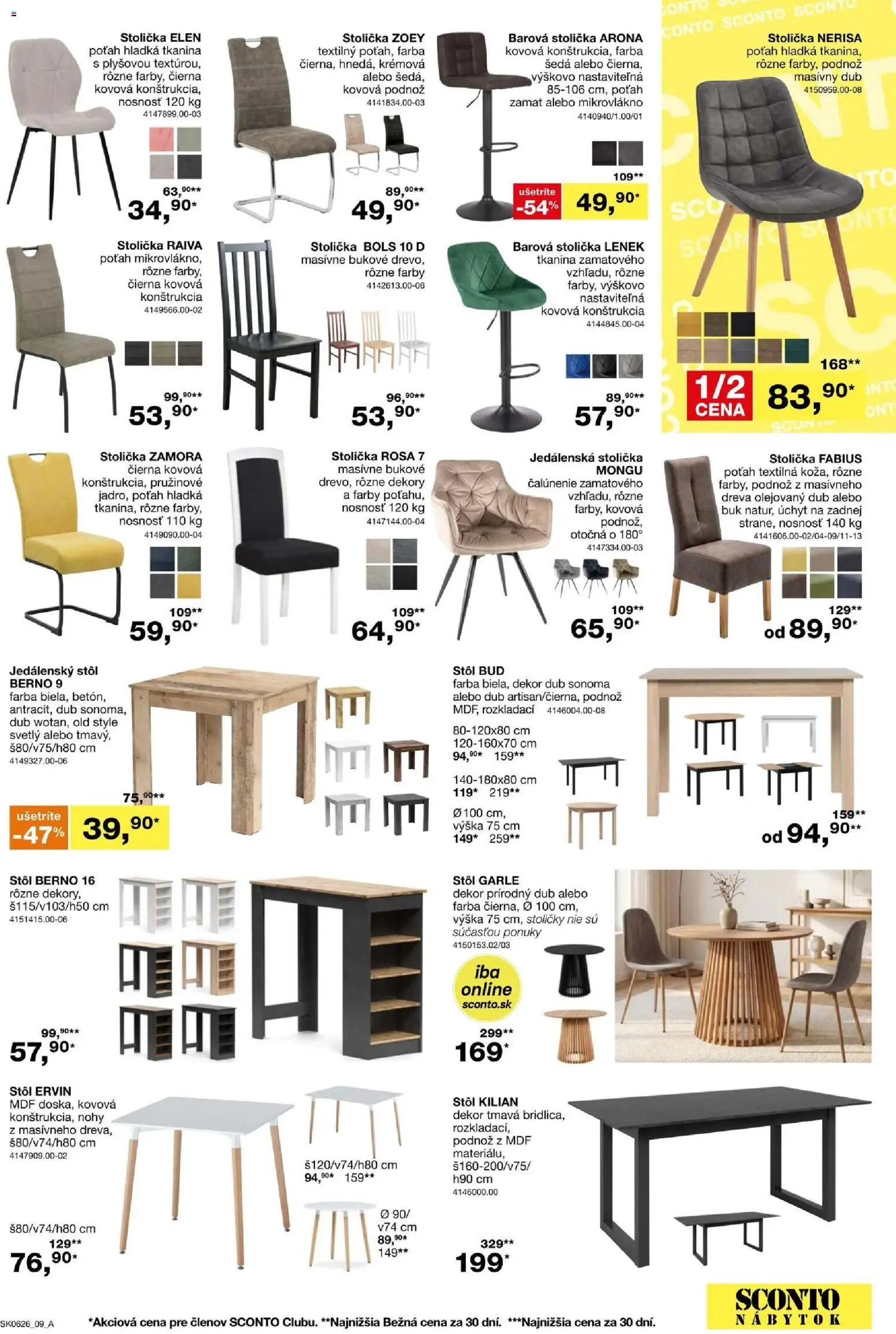 Nové Sconto nábytok akcie – leták je platný od 22.04.2026 | Strana: 9 | Produkty: Nábytok, Barová stolička, Stoličky, Jedálenská stolička