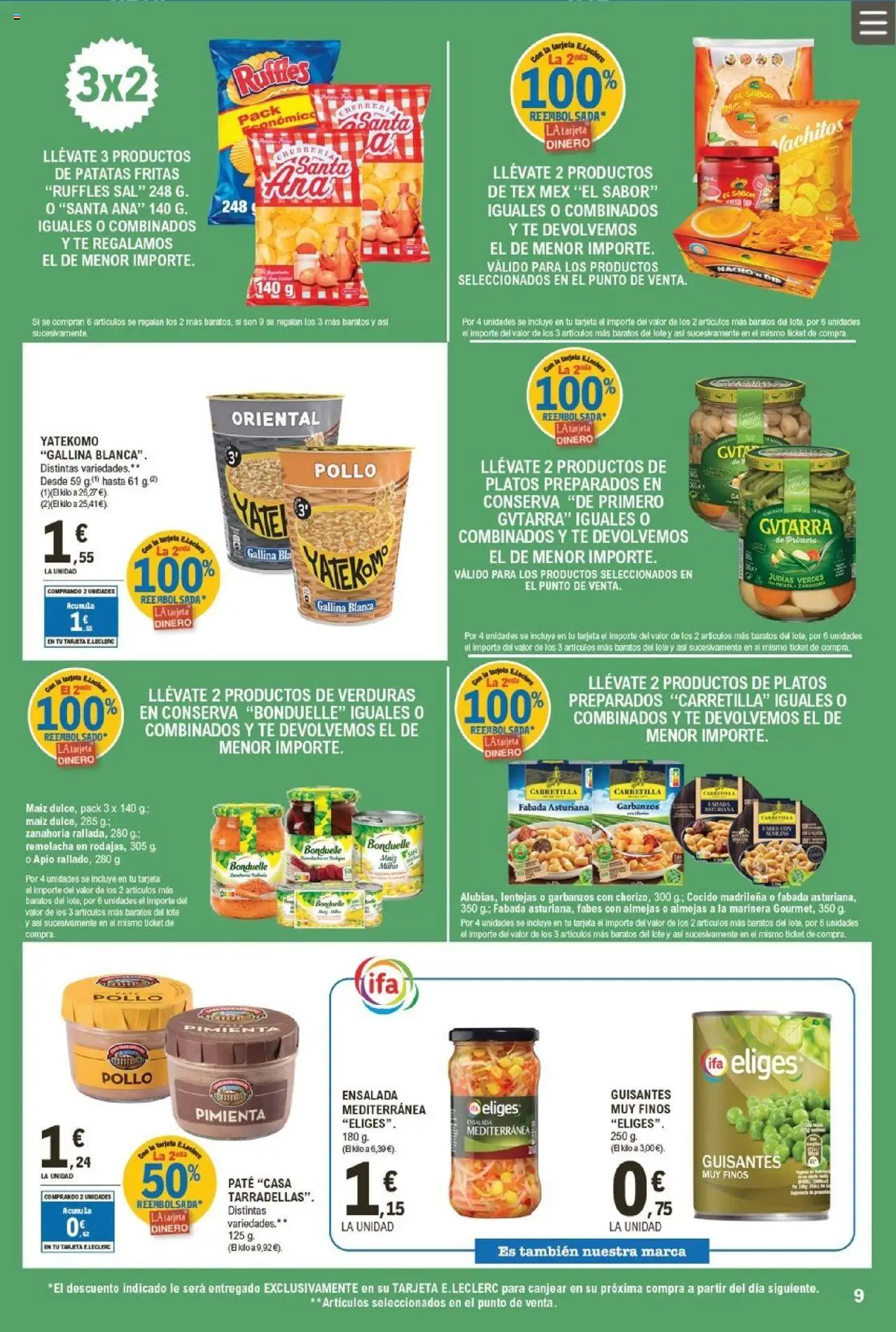 E.Leclerc folleto │ válido desde el 10.09.2025 | Página: 9 | Productos: Paté, Zanahoria, Té, Ensalada