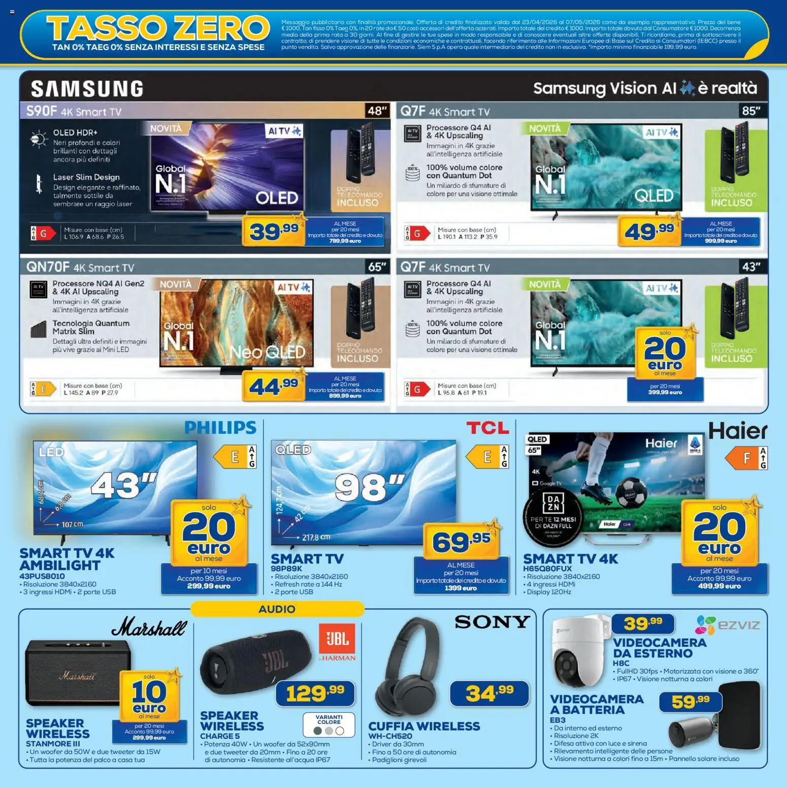 Volantino Euronics del 23.04.2026 | Pagina: 3 | Prodotti: smart TV, TV, Batteria, Samsung
