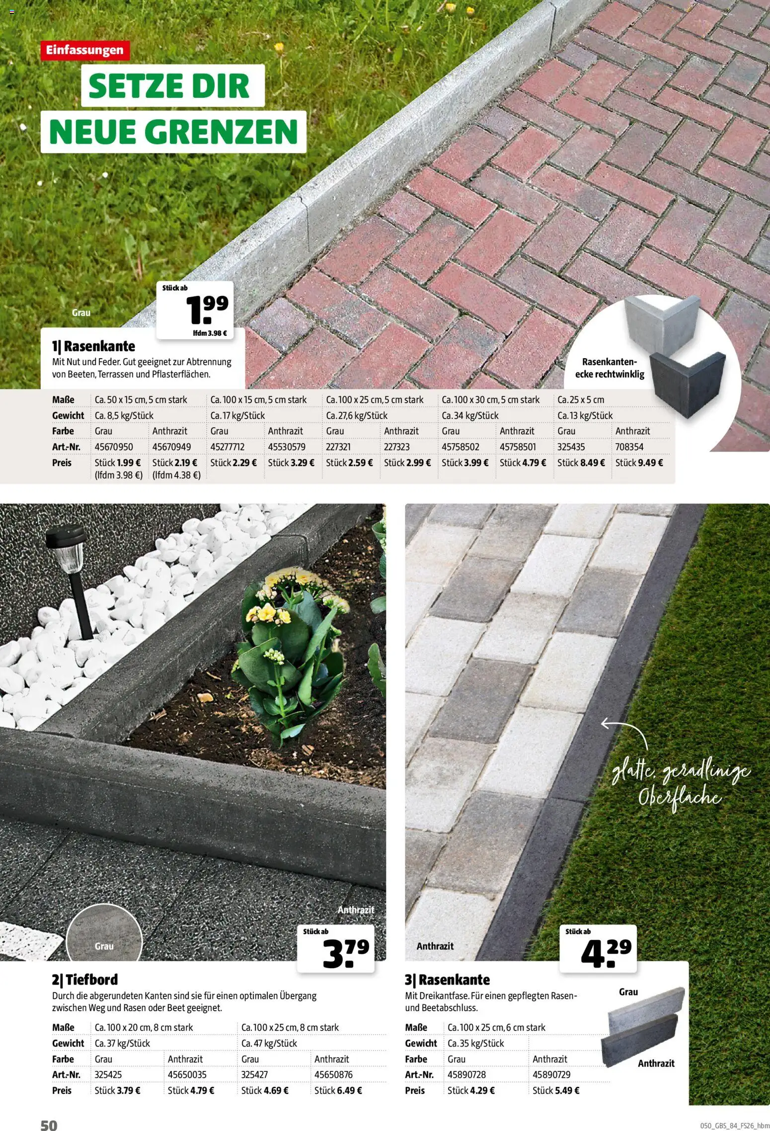 Hagebau Gartenbaustoffsortiment – gültig ab 02.03.2026 | Seite: 50 | Produkte: Gewicht