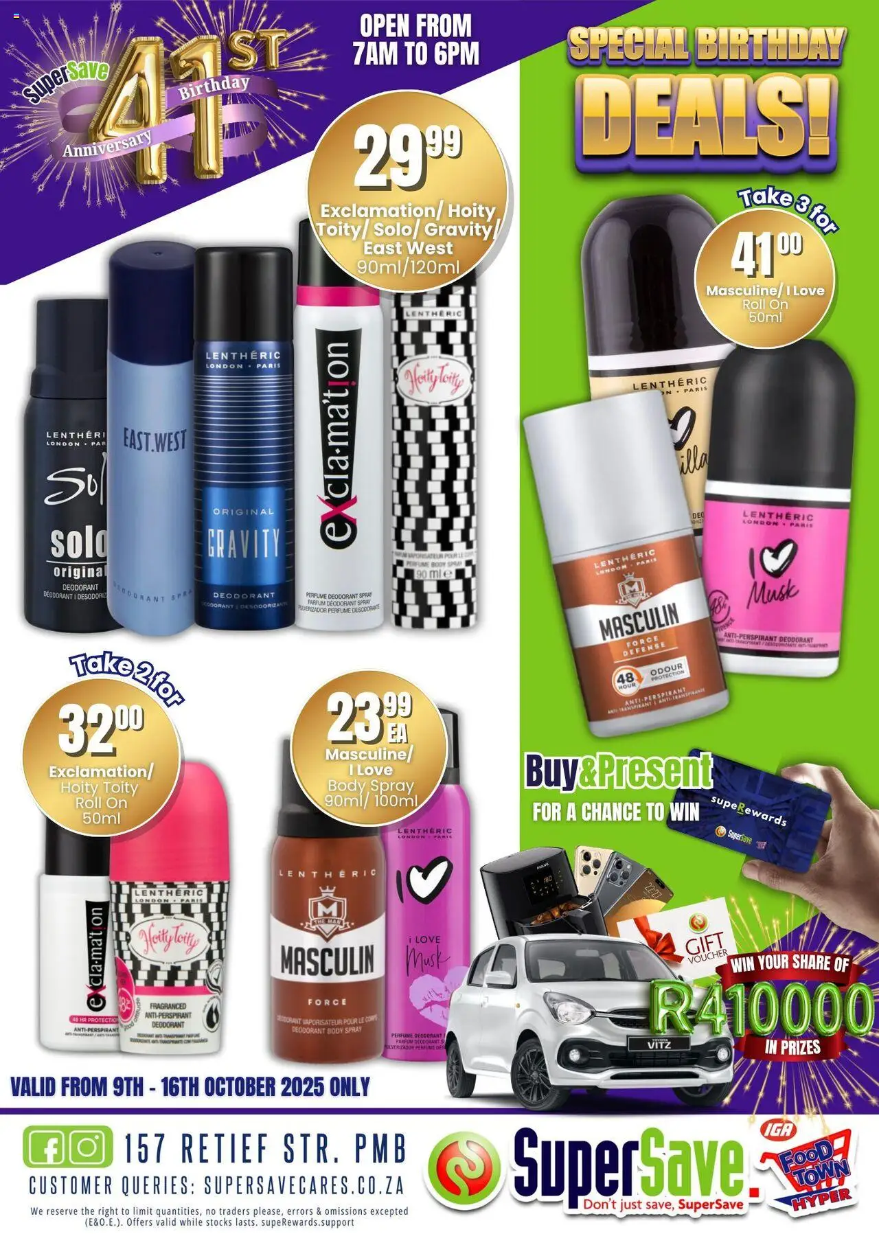 New Super Save catalogue – valid from 09.10.2025 | Page: 93 | Products: Body spray, Perfume, Deodorant, Antiperspirant