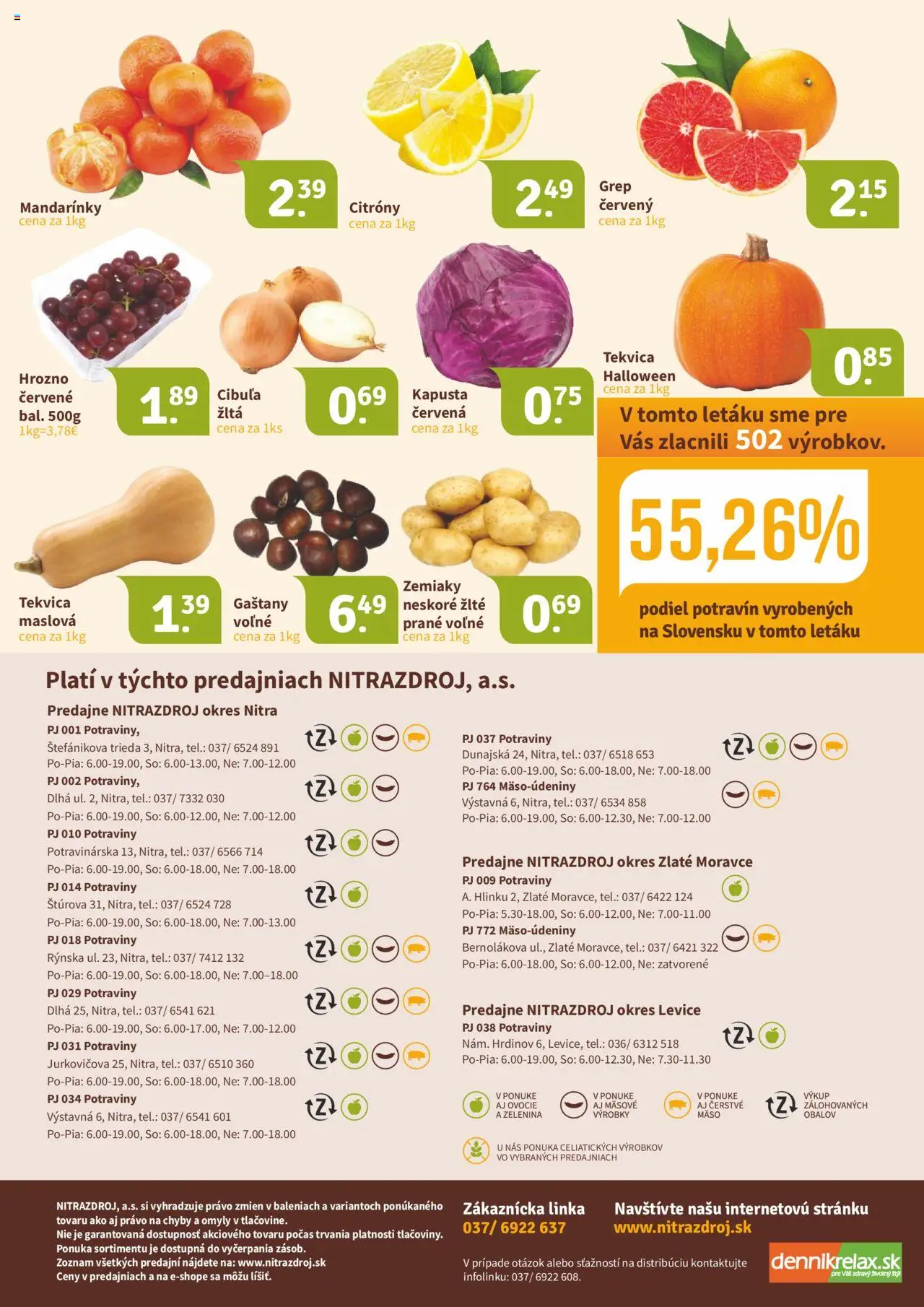 Nové Nitrazdroj akcie – leták je platný od 17.10.2025 | Strana: 16 | Produkty: Gaštany, Kapusta, Zemiaky, Cibuľa
