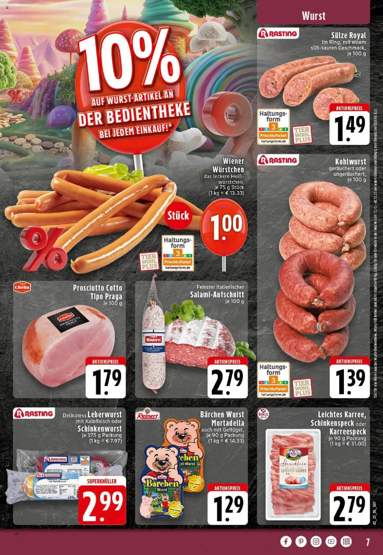 Edeka prospekt Westerkappeln	 – gültig ab 13.10.2025 | Seite: 7 | Produkte: Wiener wurstchen, Wurst, Salami