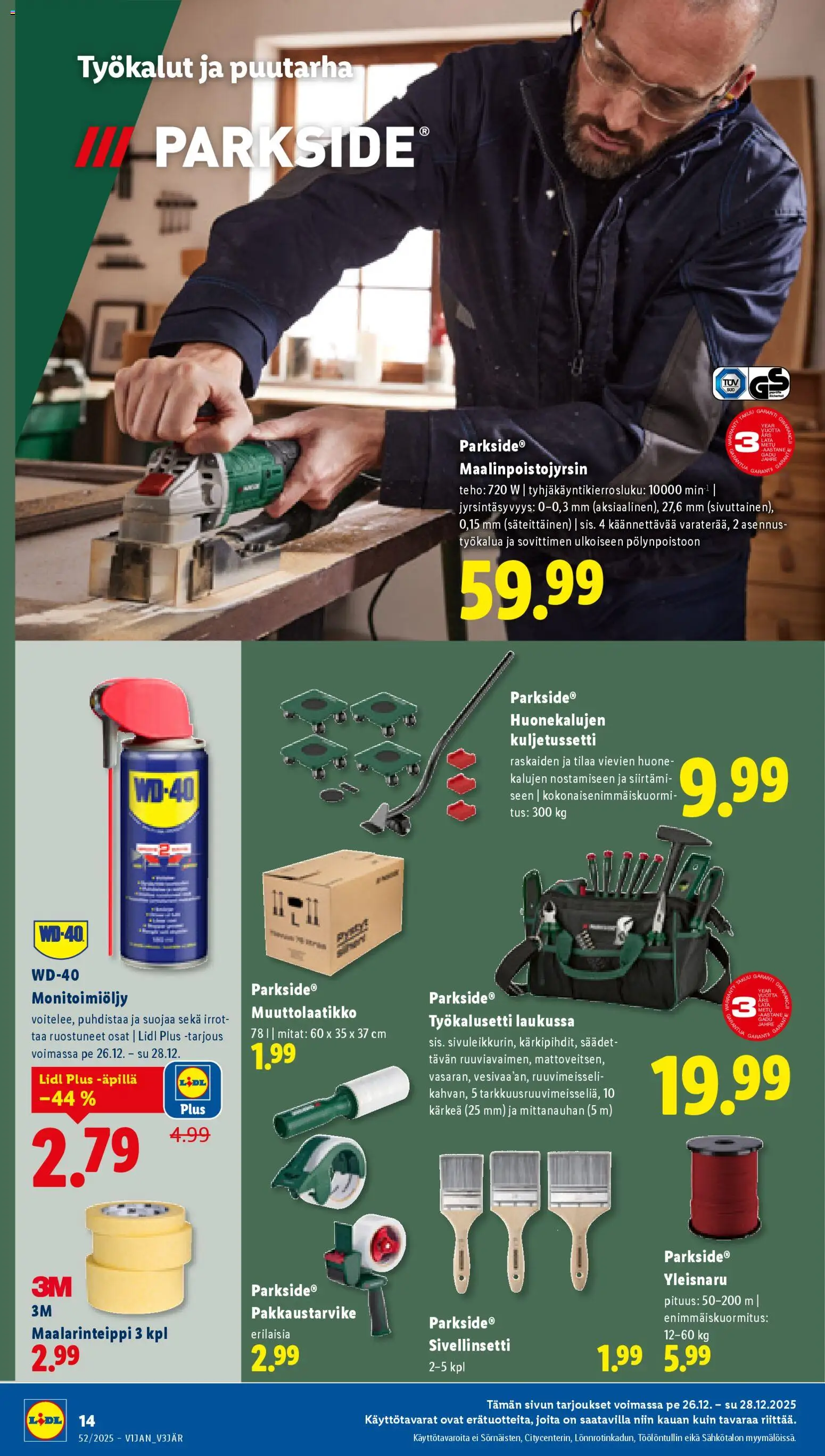 Lidl tarjoukset - Helsinki – voimassa 26.12.2025 alkaen | Sivu: 14 | Tuotteet: Maalarinteippi, Ruuvimeisseli