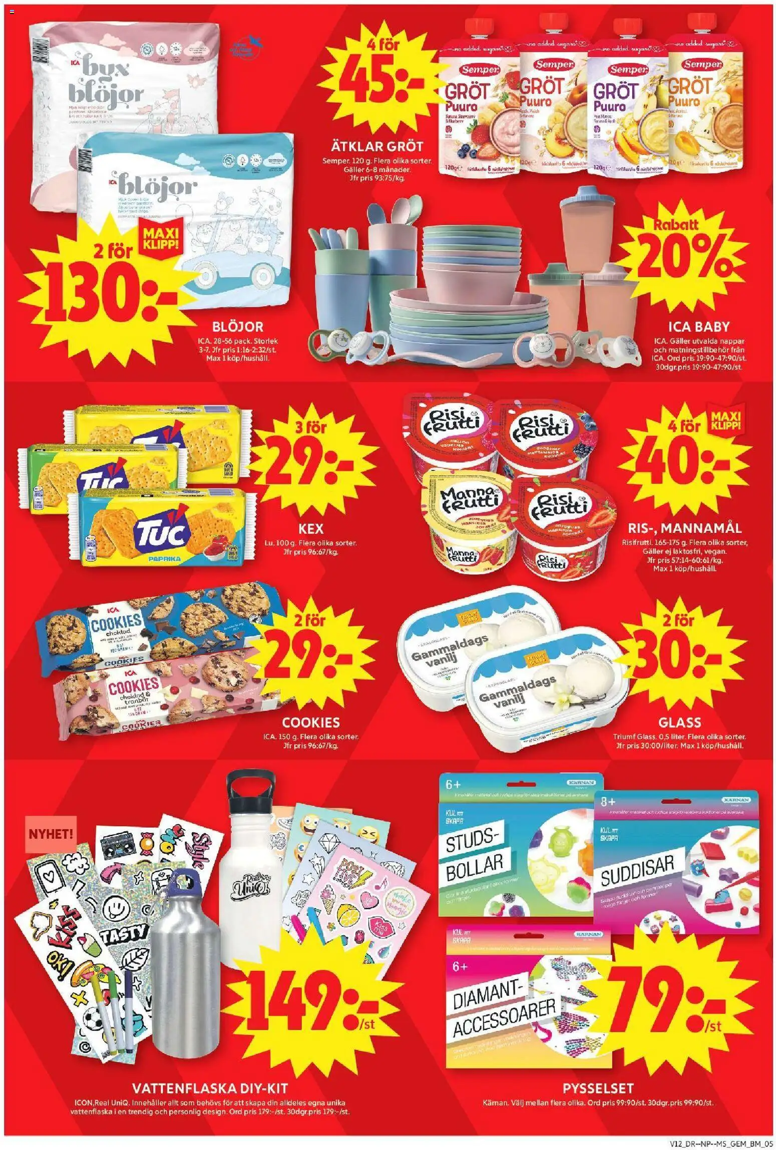 ICA Maxi reklamblad aktuell från 16.03.2026 | Sida: 6 | Produkter: Galler, Vattenflaska, Set, Blöjor
