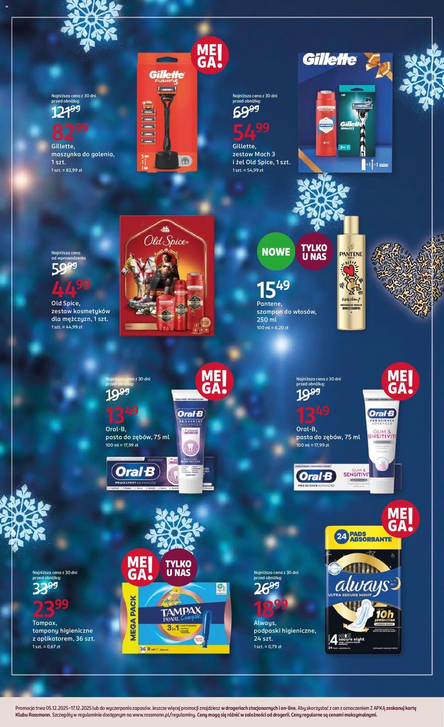 Rossmann Gazetka od 05.12.2025 | Strona: 23 | Produkty: Gillette, Tampony, Podpaski, Szampon