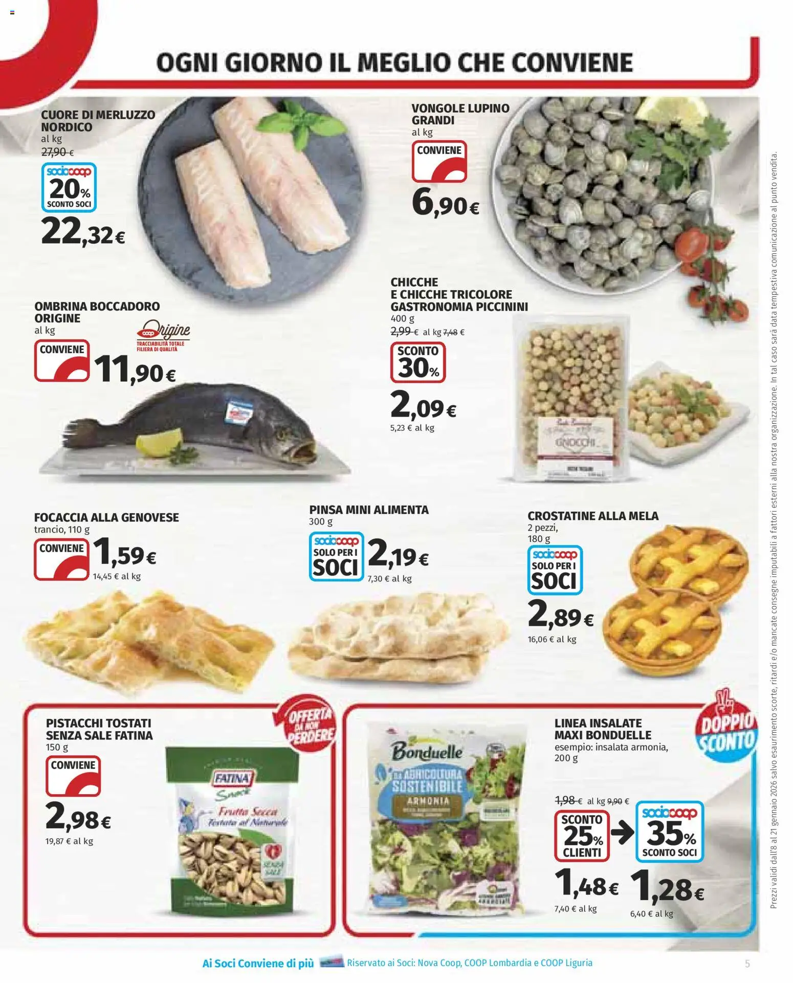 Volantino COOP del 08.01.2026 | Pagina: 5 | Prodotti: Vongole, Frutta, Sale, Crostatine