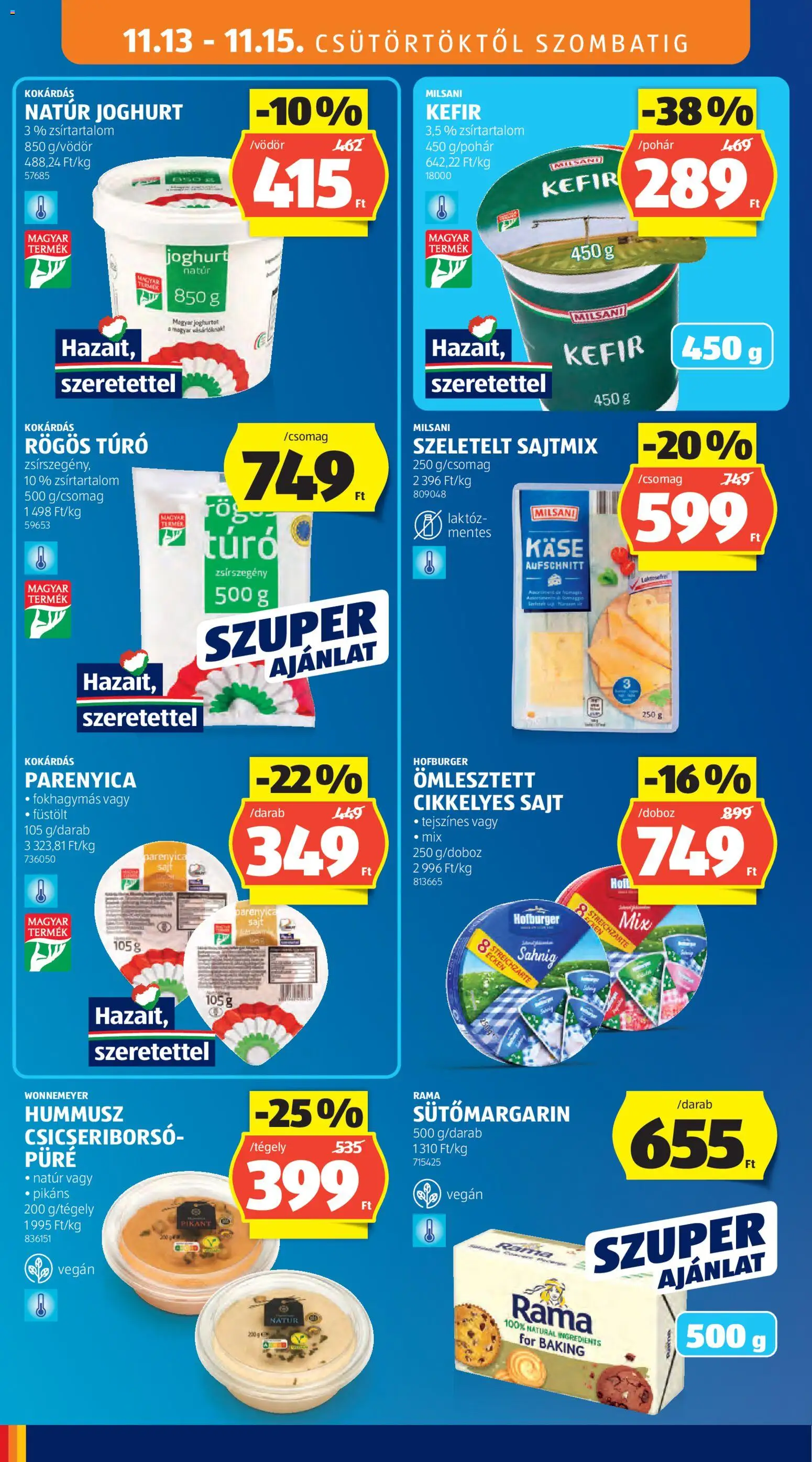 Aldi akciós ujság - amely érvényes a következő dátumtól: 13.11.2025 | Oldal: 12 | Termékek: Kefir, Rama, Csicseriborsó, Vegán