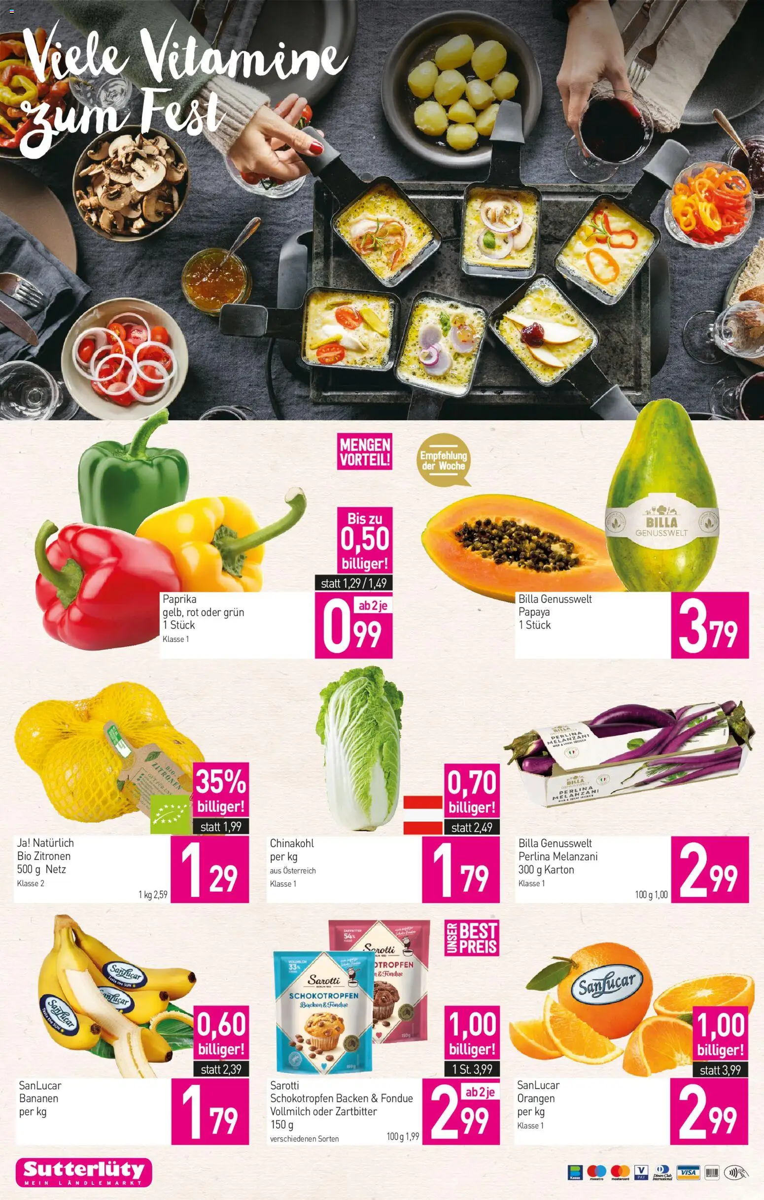 Sutterlüty Flugblatt gültig ab 22.12.2025 | Seite: 16 | Produkte: Chinakohl, Orangen, Bananen