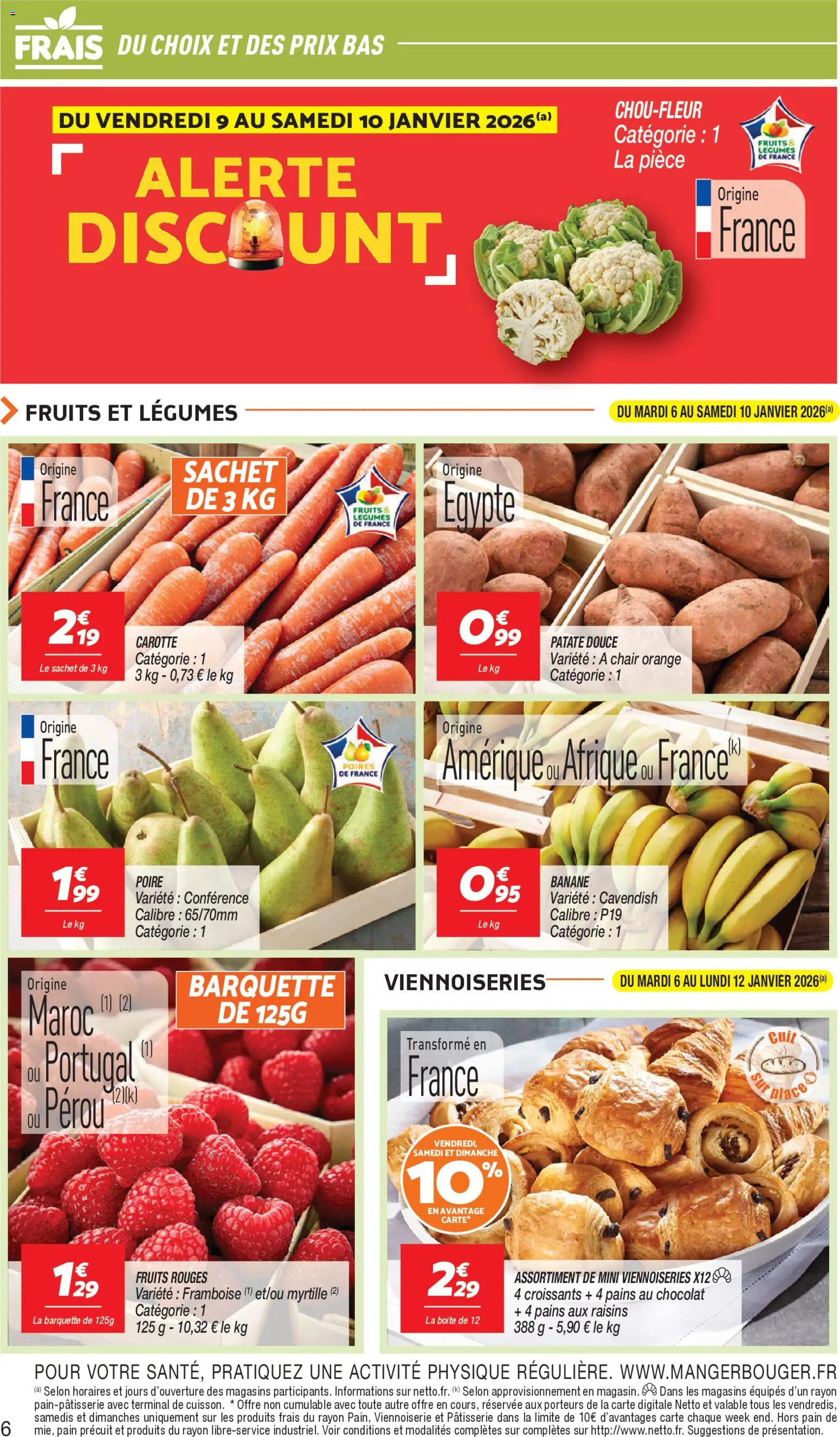 {H1} | Page: 6 | Produits: Poire, Banane, Viennoiseries, Carotte