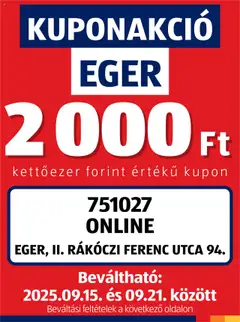 Aldi Kupón Akció | Eger - amely érvényes a következő dátumtól: 15.09.2025