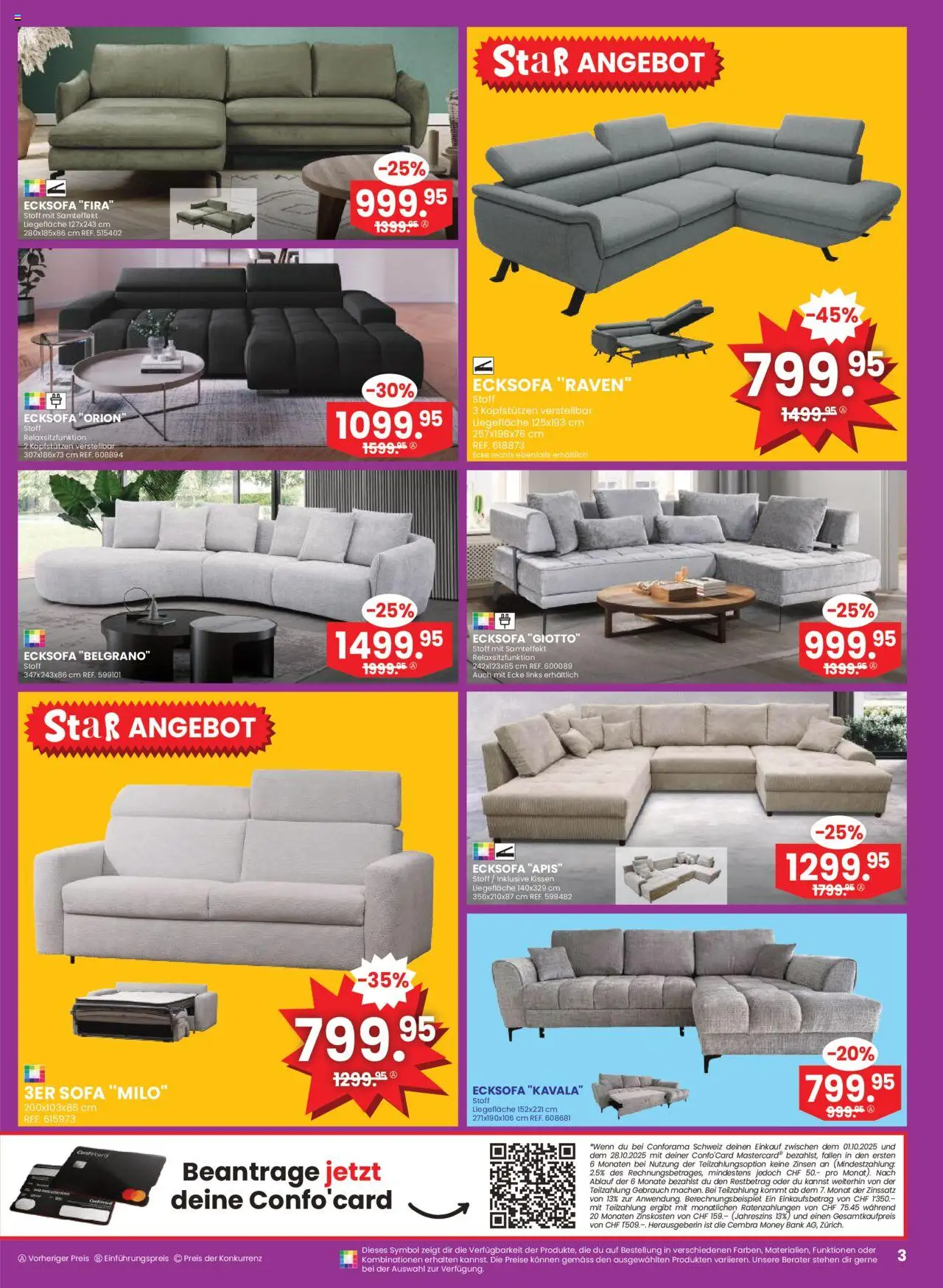 Conforama Aktionen – gültig ab 15.10.2025 | Seite: 3 | Produkte: Kissen, Sofa, Ecksofa