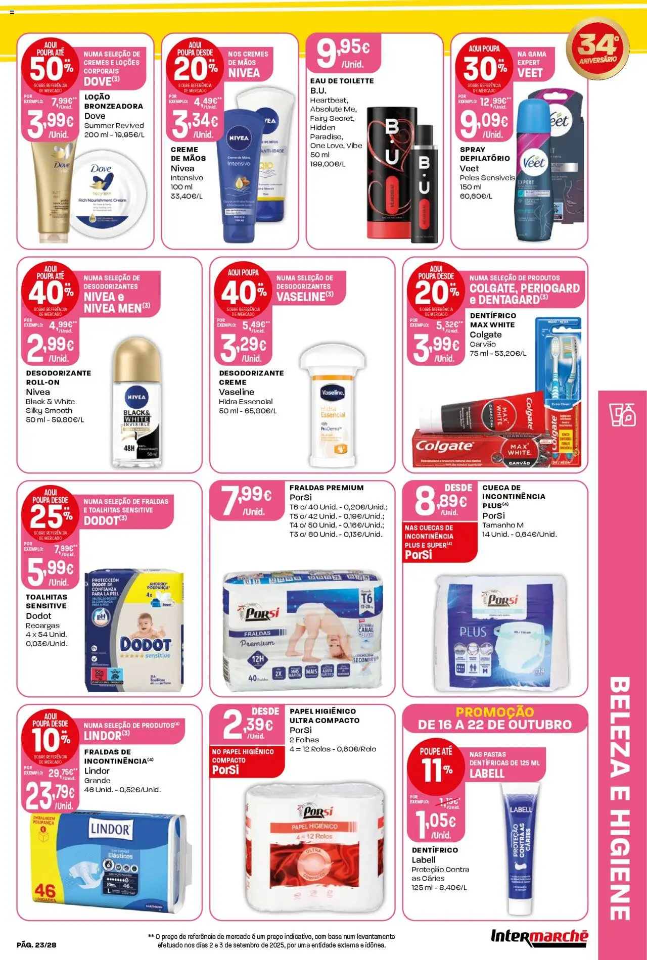Intermarché Folheto Contact │ válido de 16.10.2025 | Página: 23 | Produtos: Papel higiénico, Fraldas, Cera, Cuecas