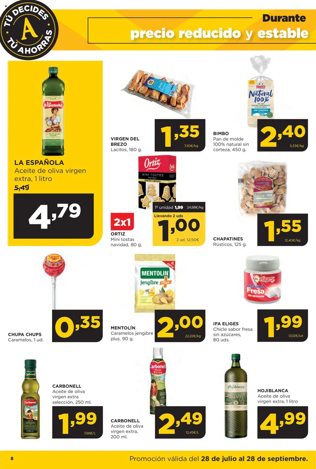 Alimerka folleto │ válido desde el 28.07.2025 | Página: 8 | Productos: Aceite, Pan, Aceite de oliva, Pan de molde