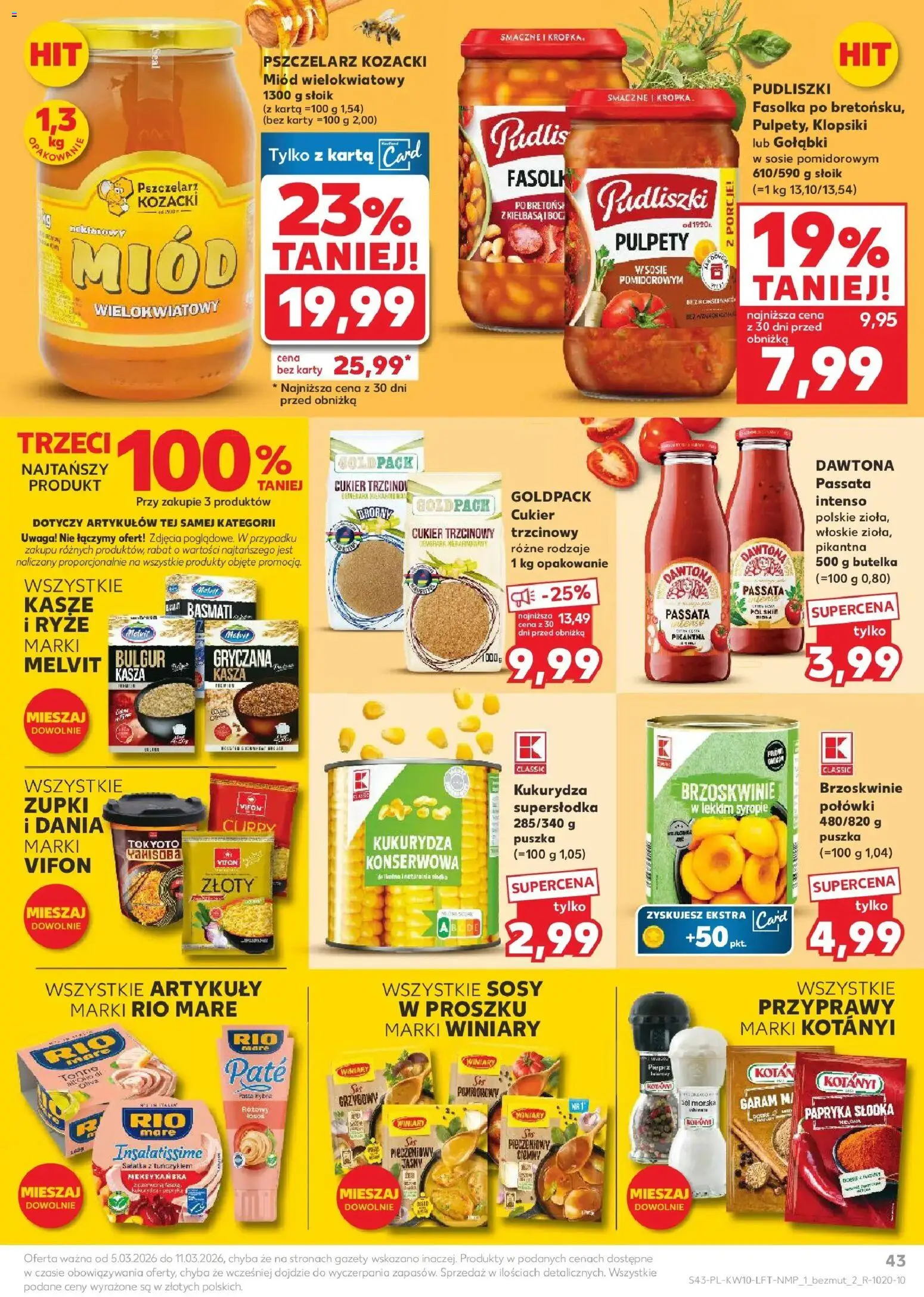 Kaufland gazetka od 05.03.2026 | Strona: 43 | Produkty: Kasza, Kukurydza, Przyprawy, Cukier