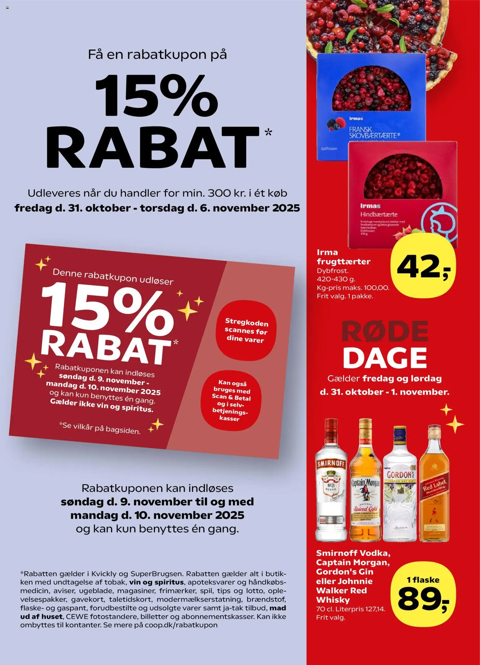 Super Brugsen tilbudsavis – gyldig fra 31.10.2025 | Side: 2 | Produkter: Nuggets de frango, Vin, Gin, Whisky