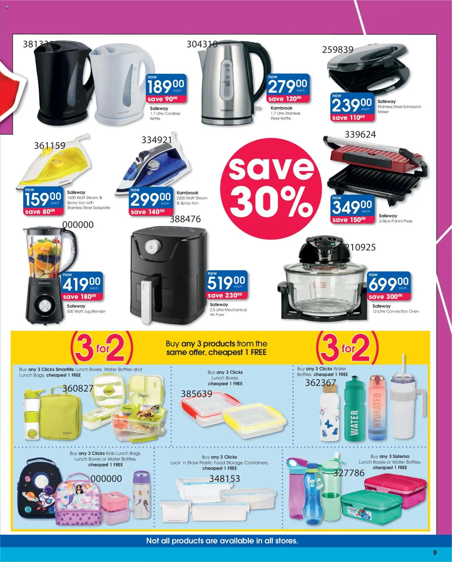 New Clicks catalogue – valid from 13.01.2026 | Page: 9 | Products: Oven, Fryer, Lock, Blender
