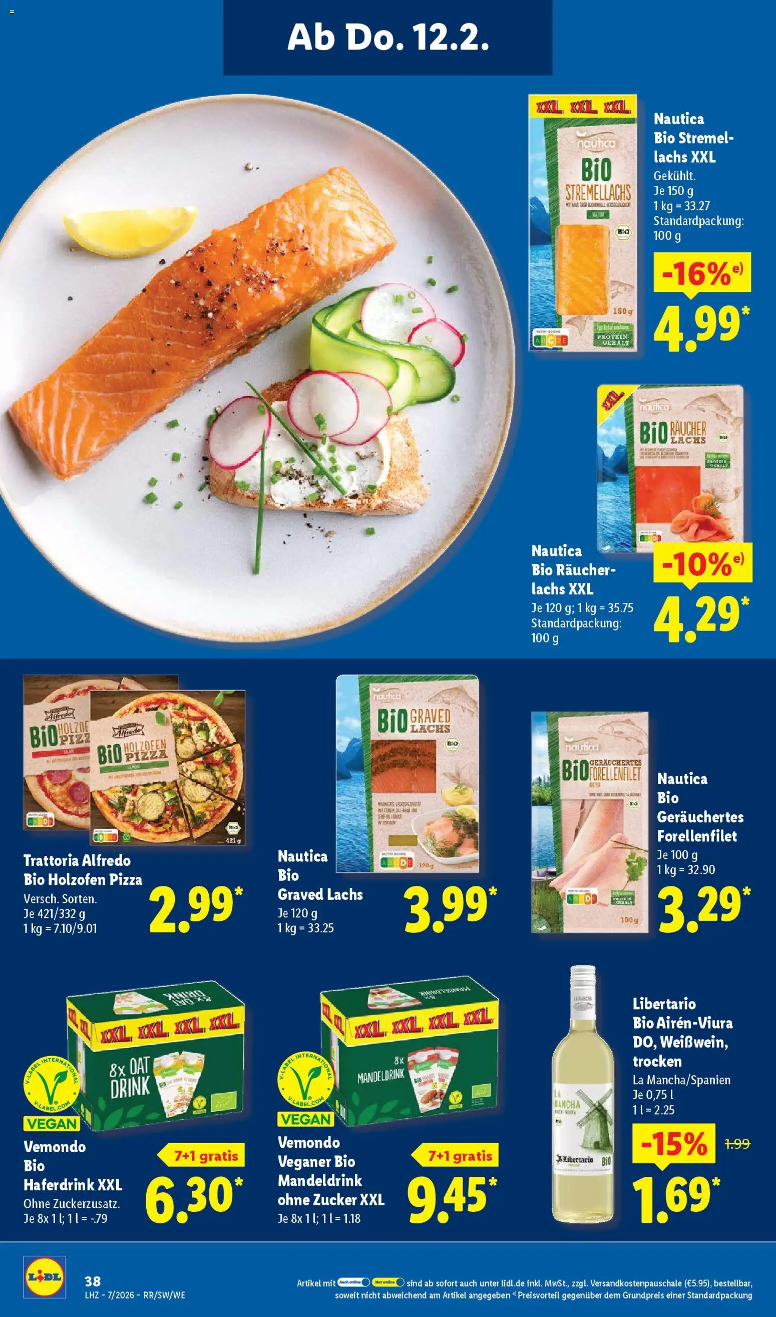 Lidl Prospekt Aarbergen – gültig ab 09.02.2026 | Seite: 58 | Produkte: Haferdrink, Lachs, Zucker, Pizza