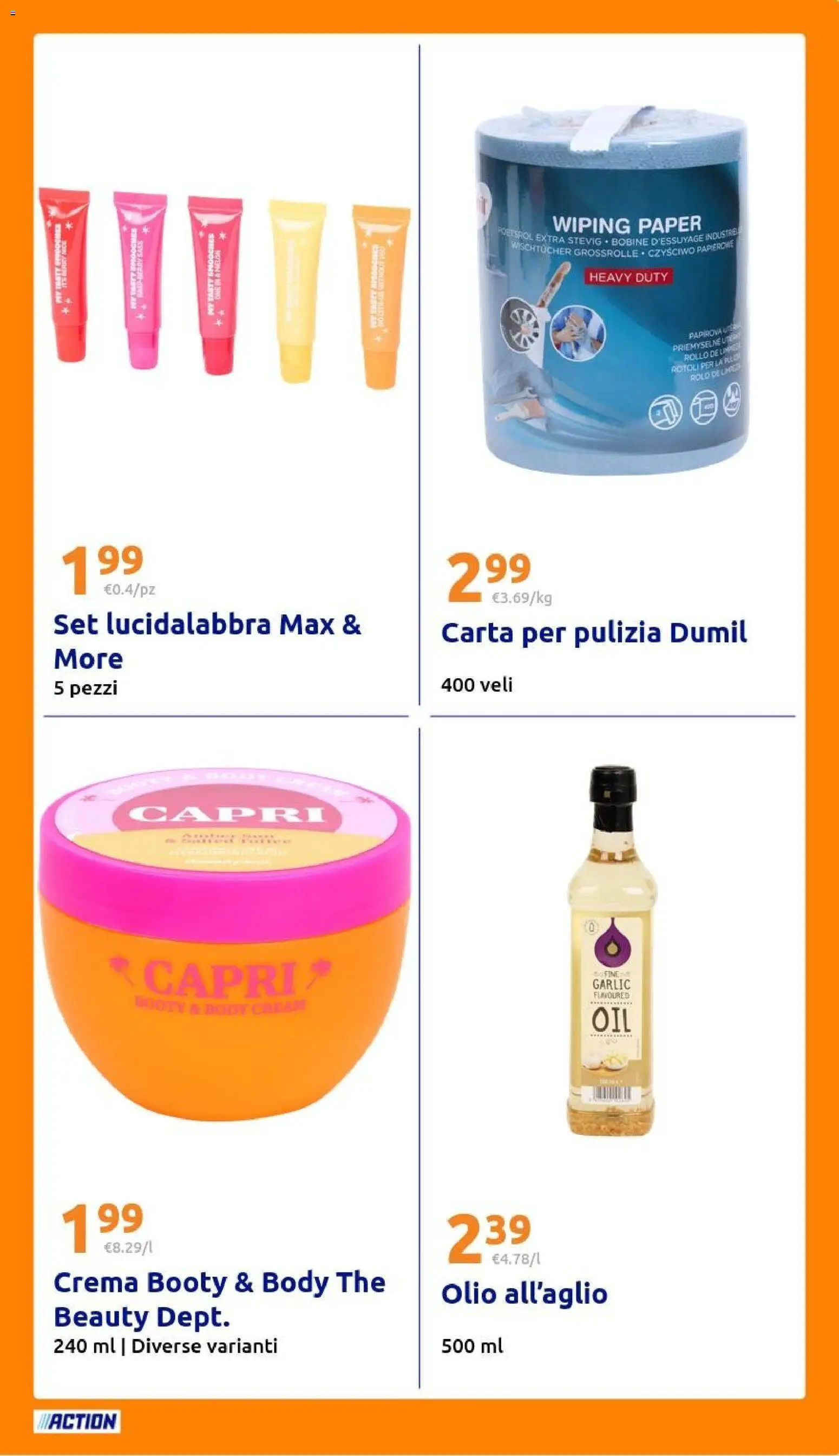 Volantino Action del 18.02.2026 | Pagina: 27 | Prodotti: Lucidalabbra, Crema, Olio, The