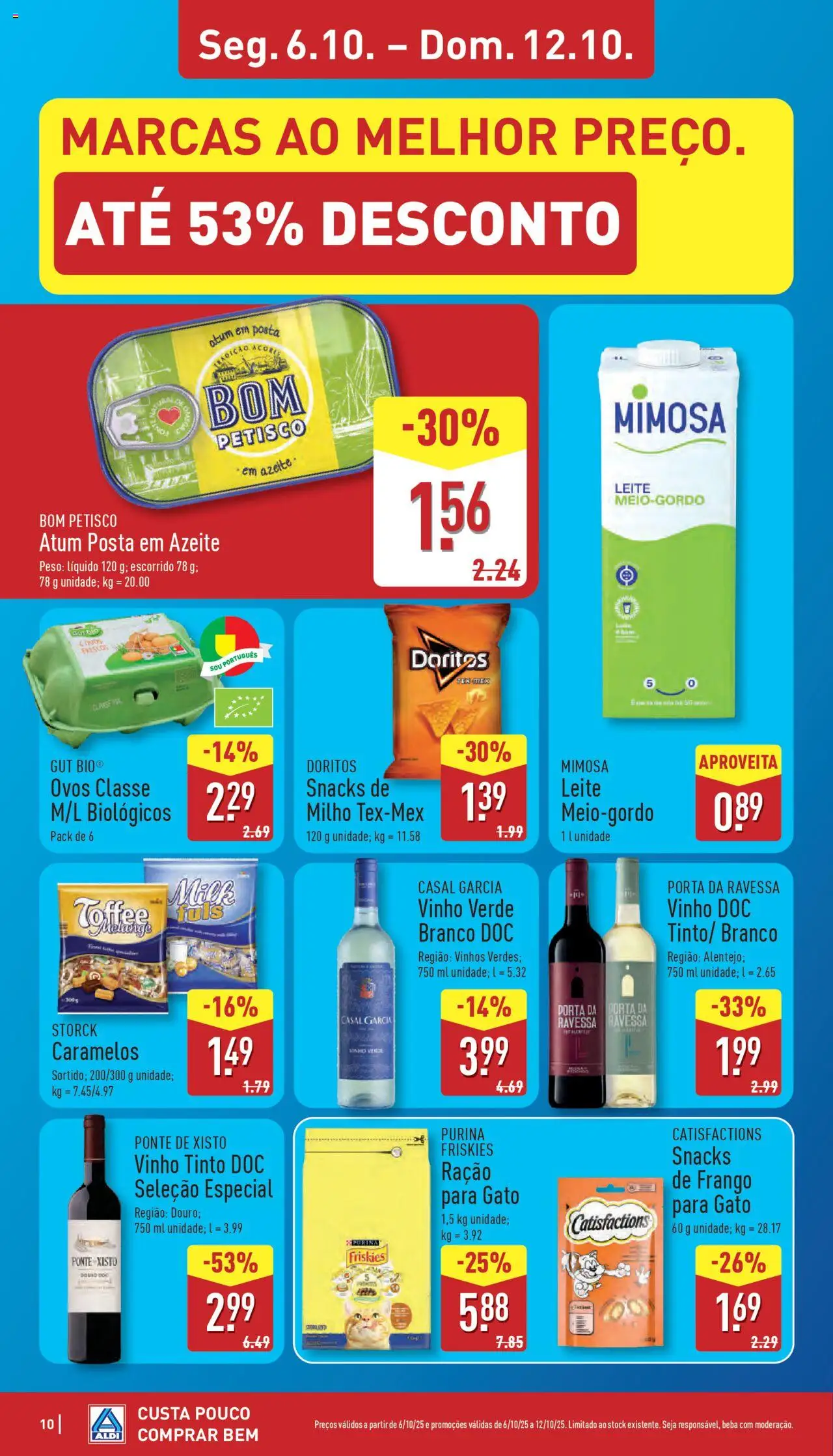 Aldi folheto │ válido de 06.10.2025 | Página: 10 | Produtos: Azeite, Frango, Ovos, Vinho