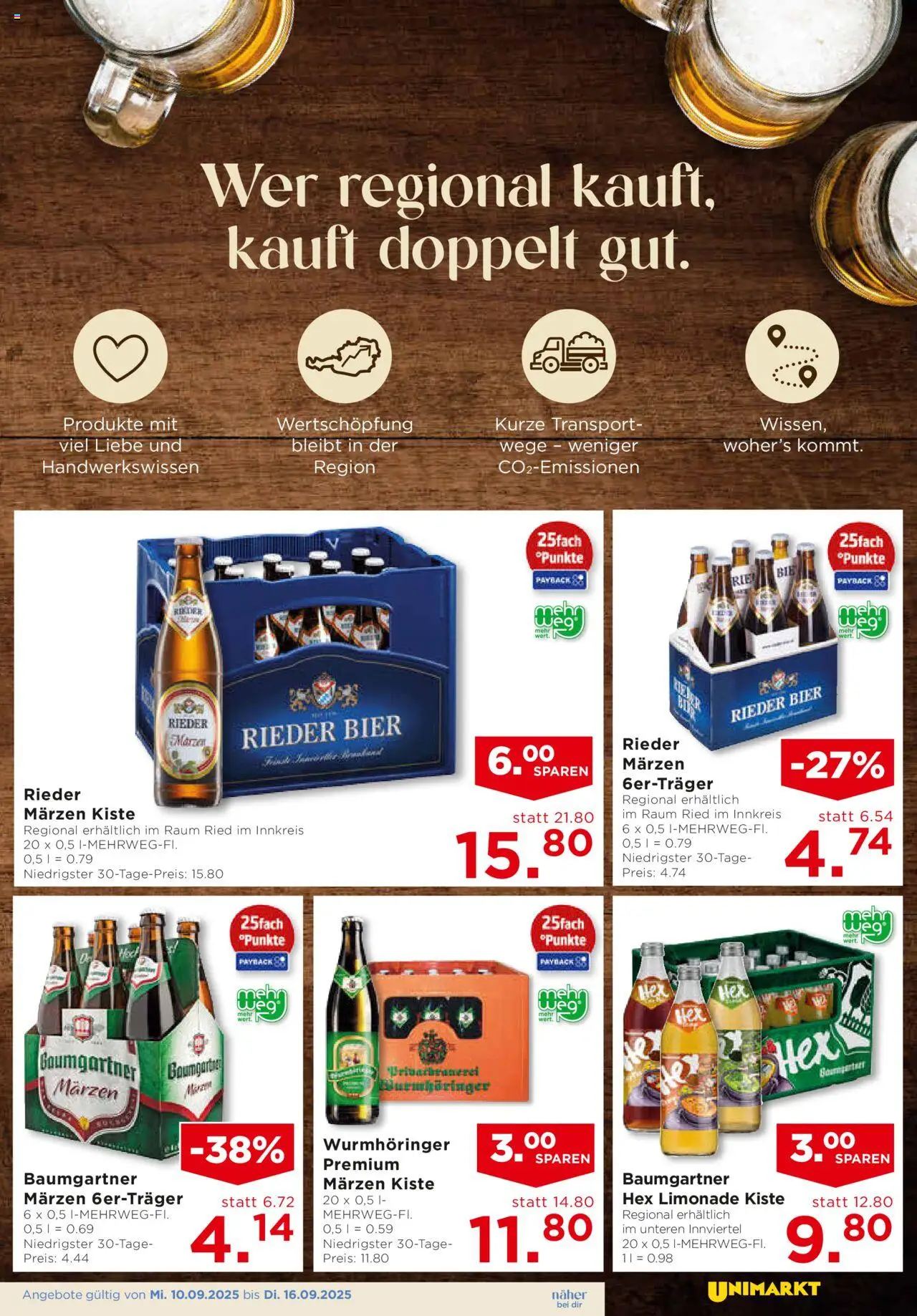 Unimarkt Flugblatt gültig ab 10.09.2025 | Seite: 5 | Produkte: Bier