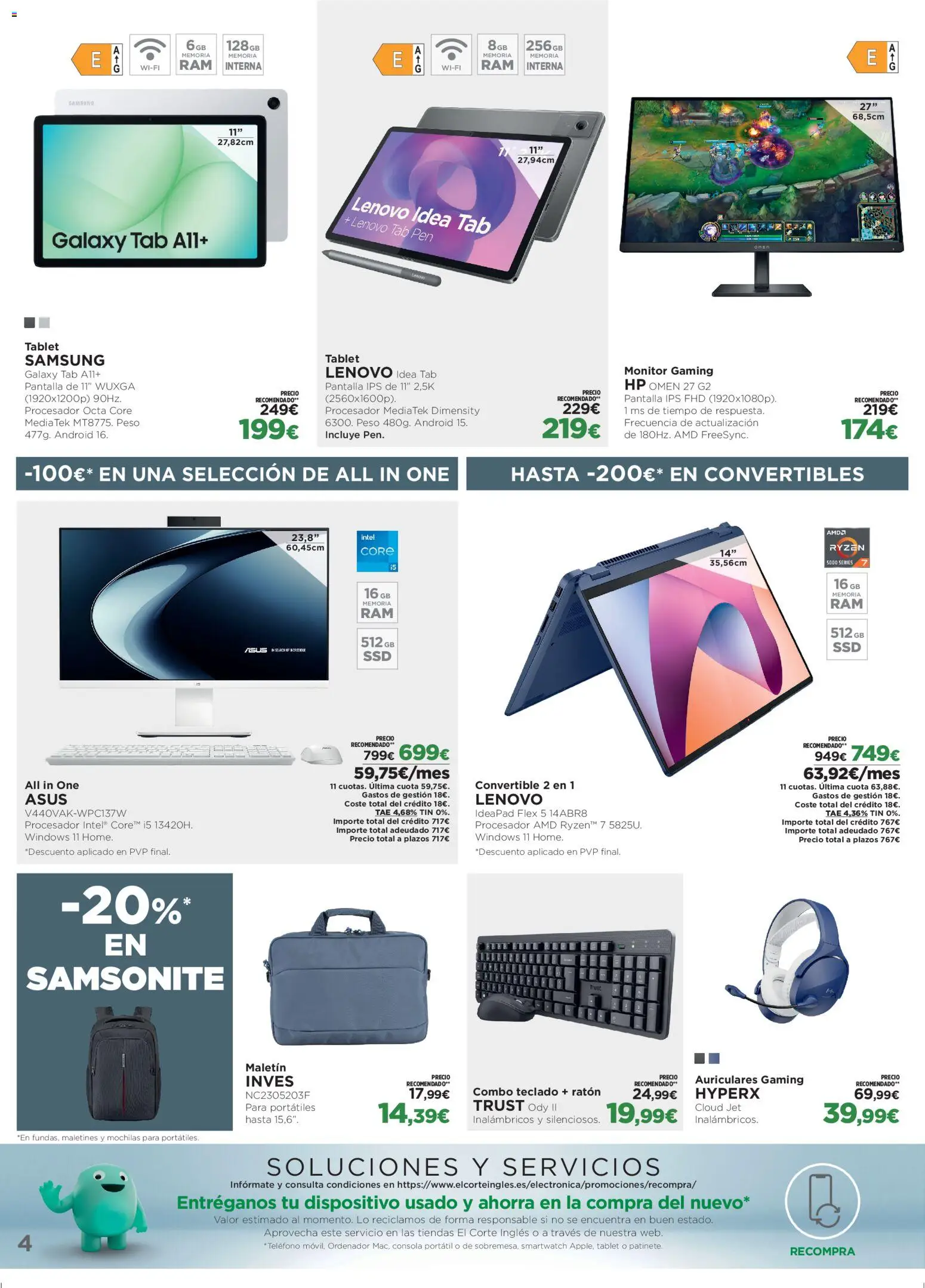 El Corte Inglés ofertas │ válido desde el 09.04.2026 | Página: 4 | Productos: Consola, Tablet, Monitor, Auriculares