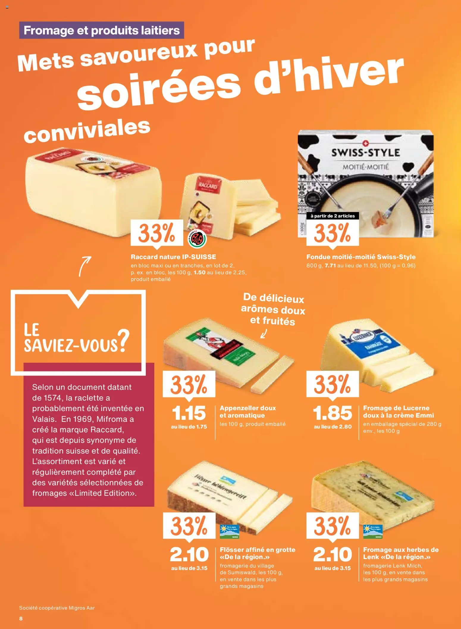 Migros Aktionen FR – gültig ab 30.12.2025 | Seite: 8 | Produkte: Raclette, Fondue, Creme