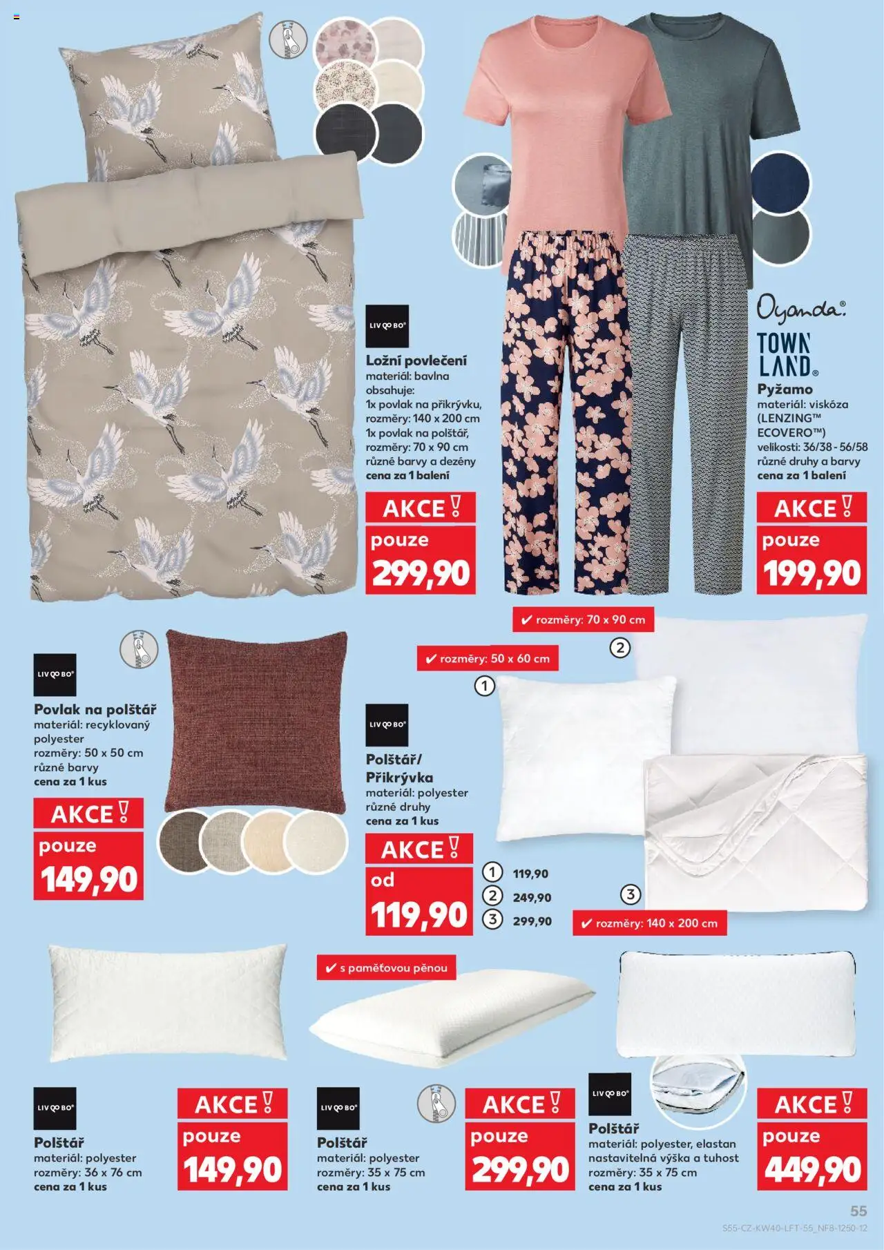 Kaufland leták od 01.10.2025 | Strana: 55 | Produkty: Pyžamo, Ložní povlečení, Polštář, Přikrývka