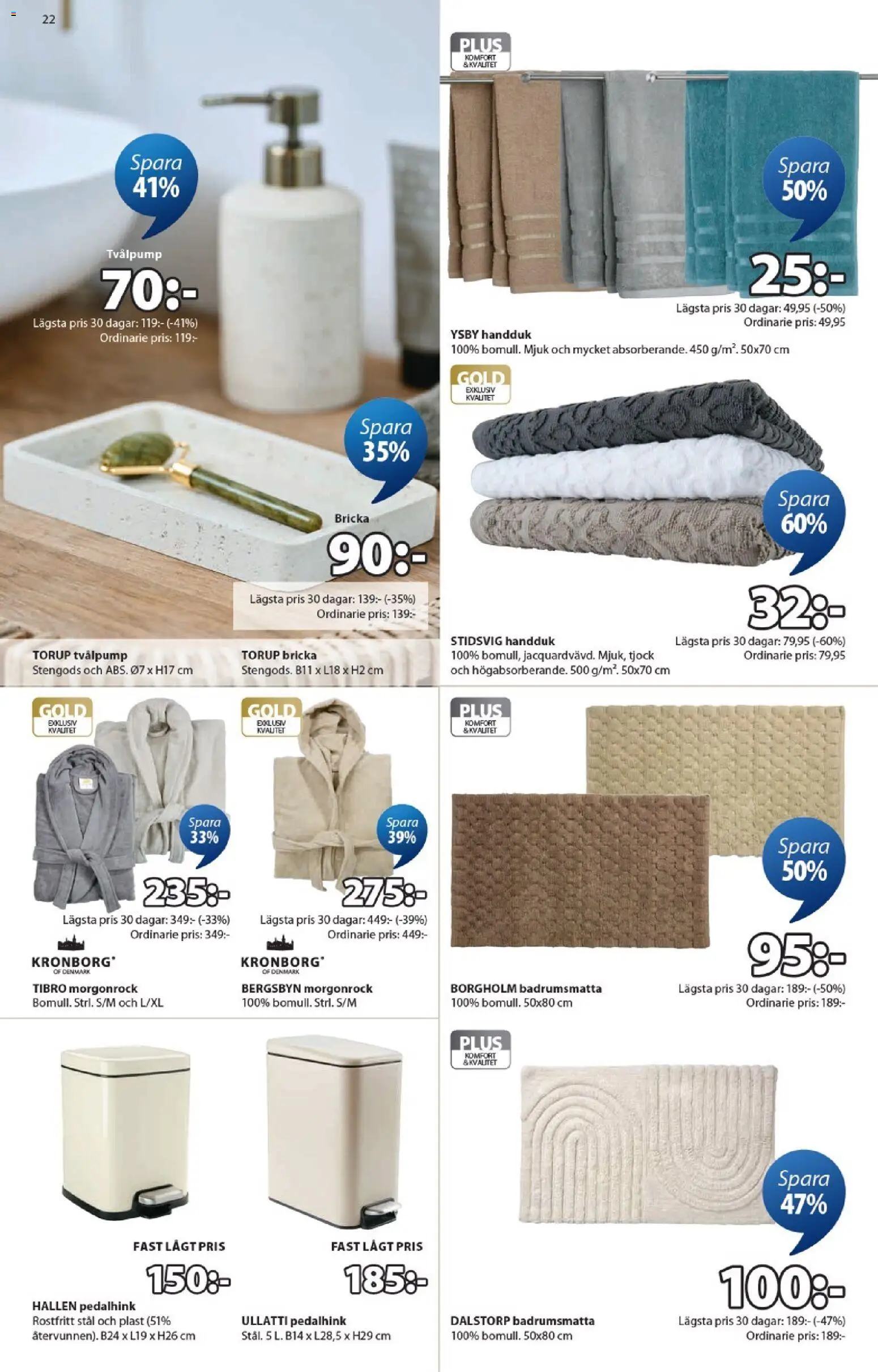 JYSK reklamblad aktuell från 02.03.2026 | Sida: 22 | Produkter: Badrumsmatta, Handduk