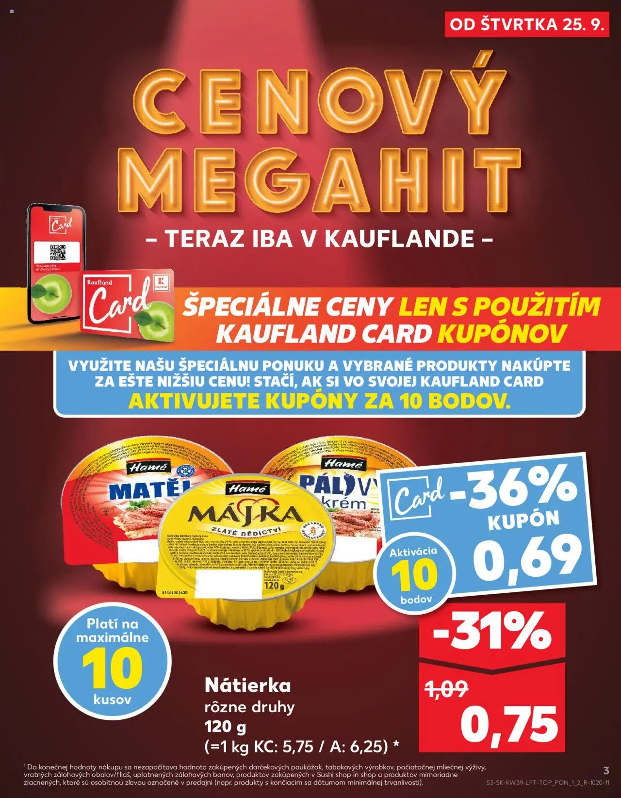 Nové Kaufland akcie – leták je platný od 25.09.2025 | Strana: 3 | Produkty: Krém, Sushi