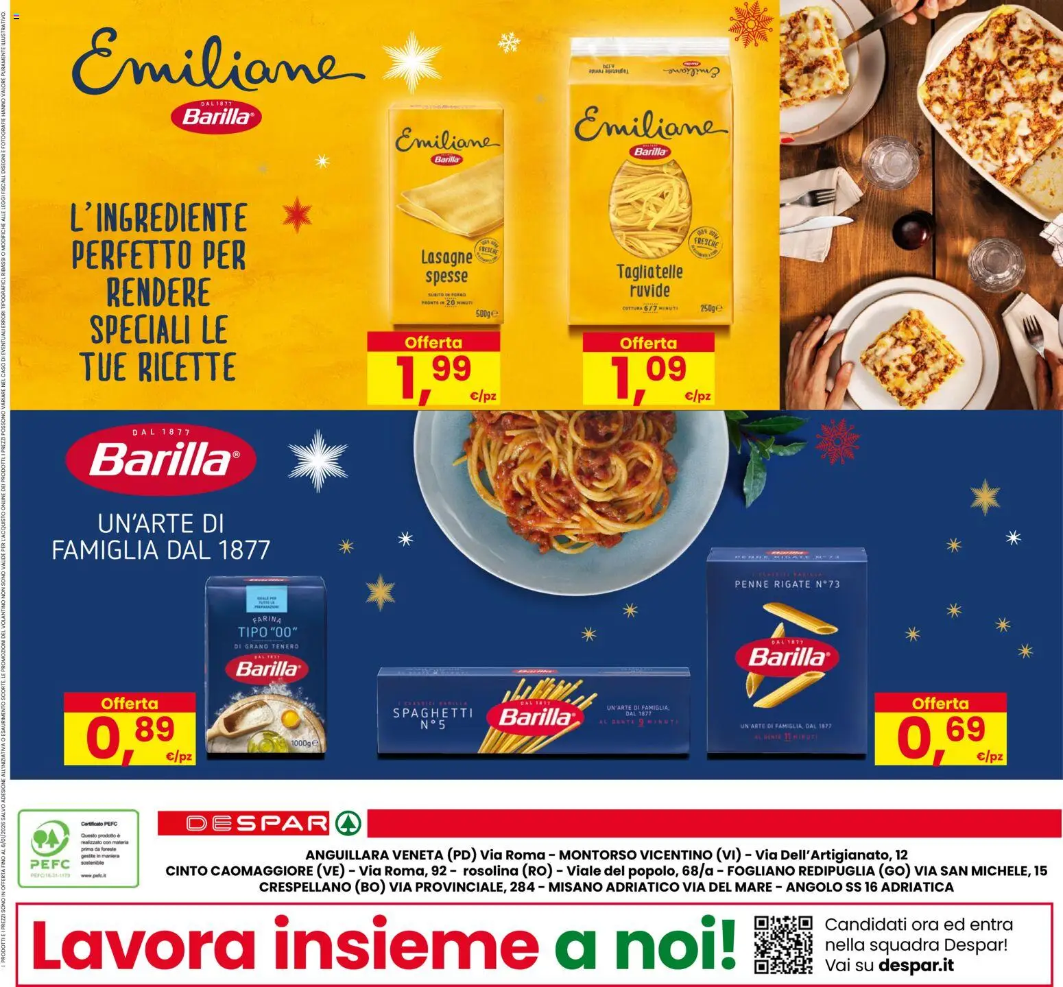 Volantino Despar del 16.12.2025 | Pagina: 28 | Prodotti: Tagliatelle, Farina, Forno, Penne