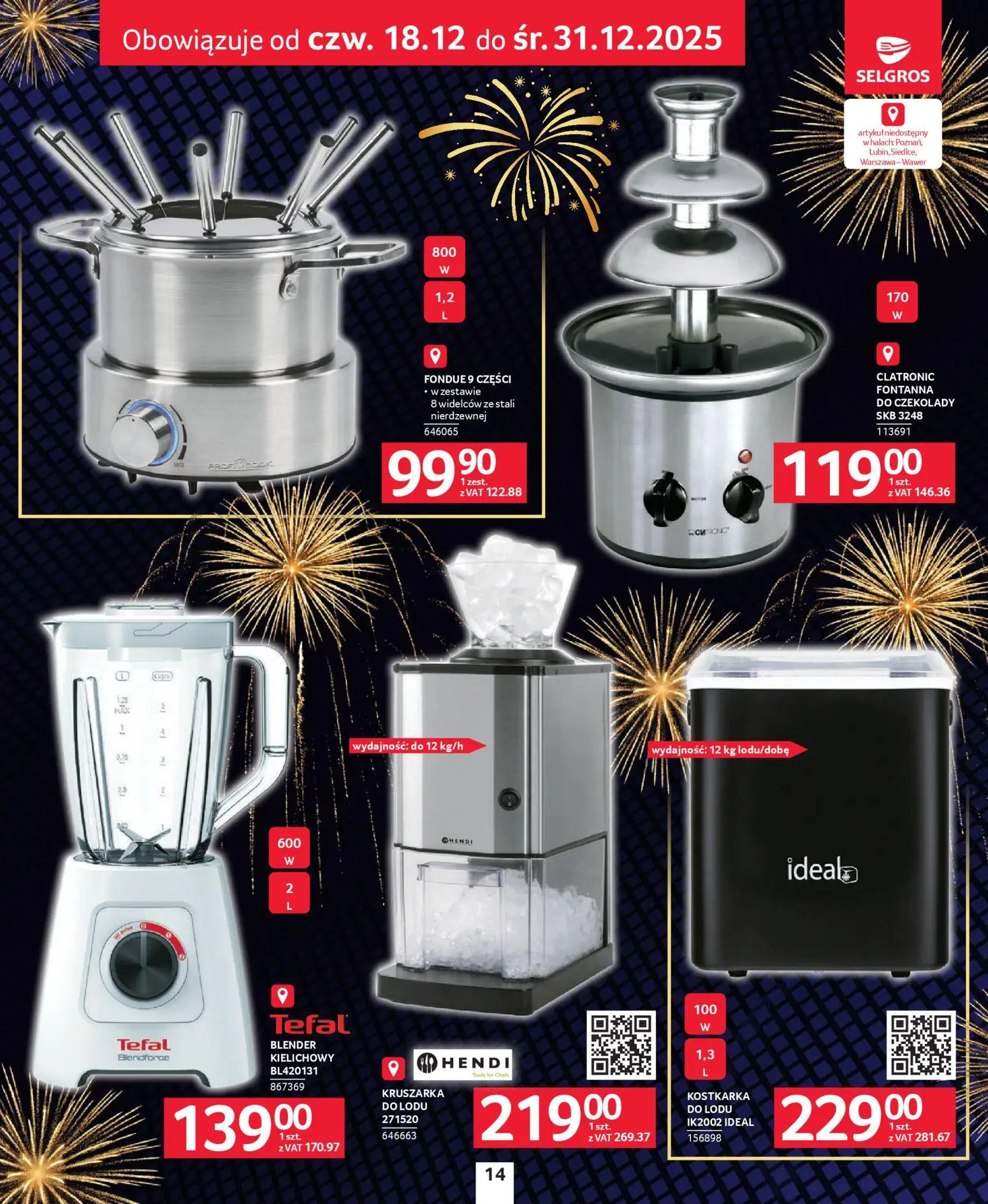 Selgros cash&carry Gazetka - Sylwester Pełen Emocji od 27.12.2025 | Strona: 14 | Produkty: Czekolady, Blender, Tefal