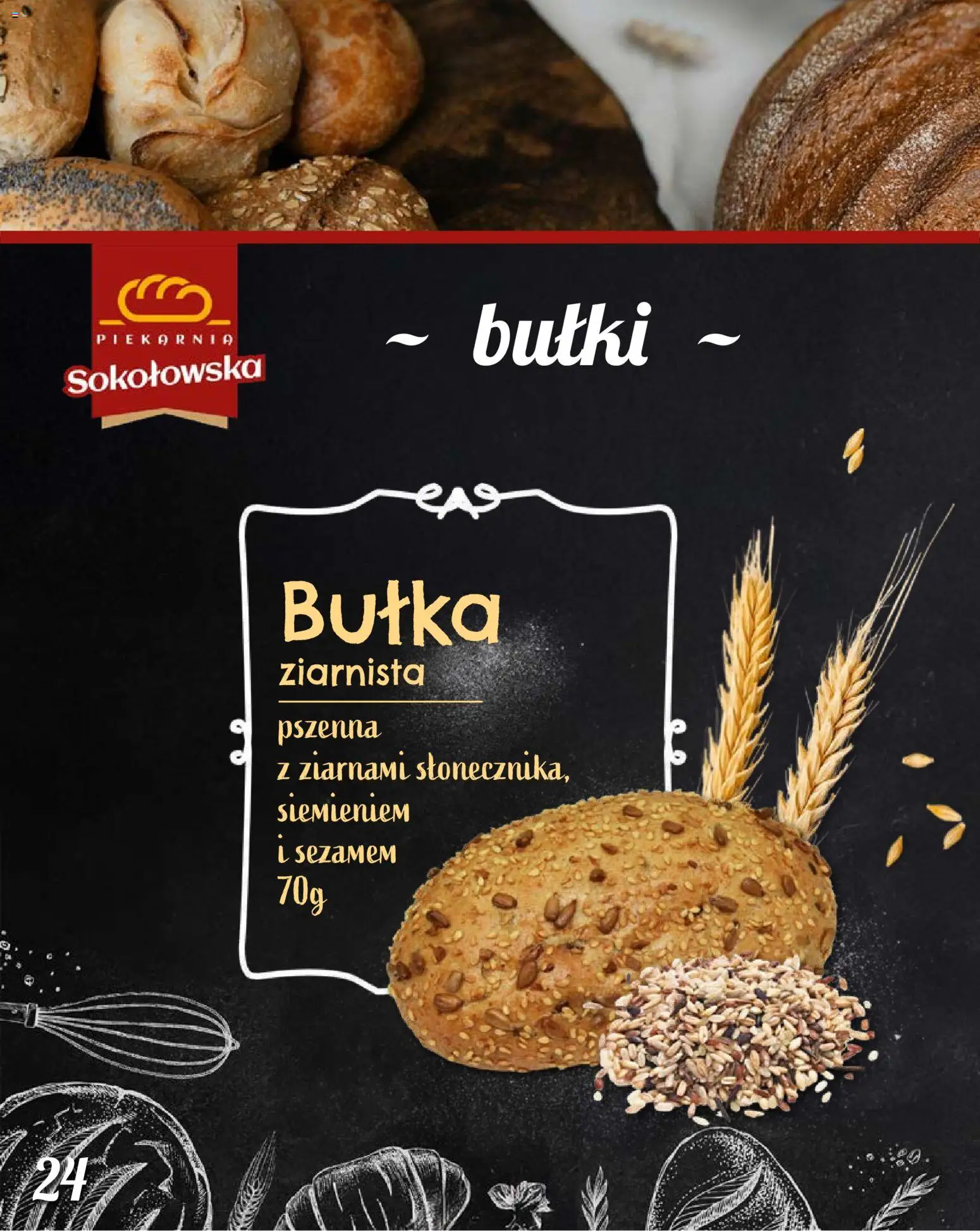 Topaz Gazetka - Piekarnia Sokołowska od 01.02.2026 | Strona: 24 | Produkty: Piekarnia, Bułka