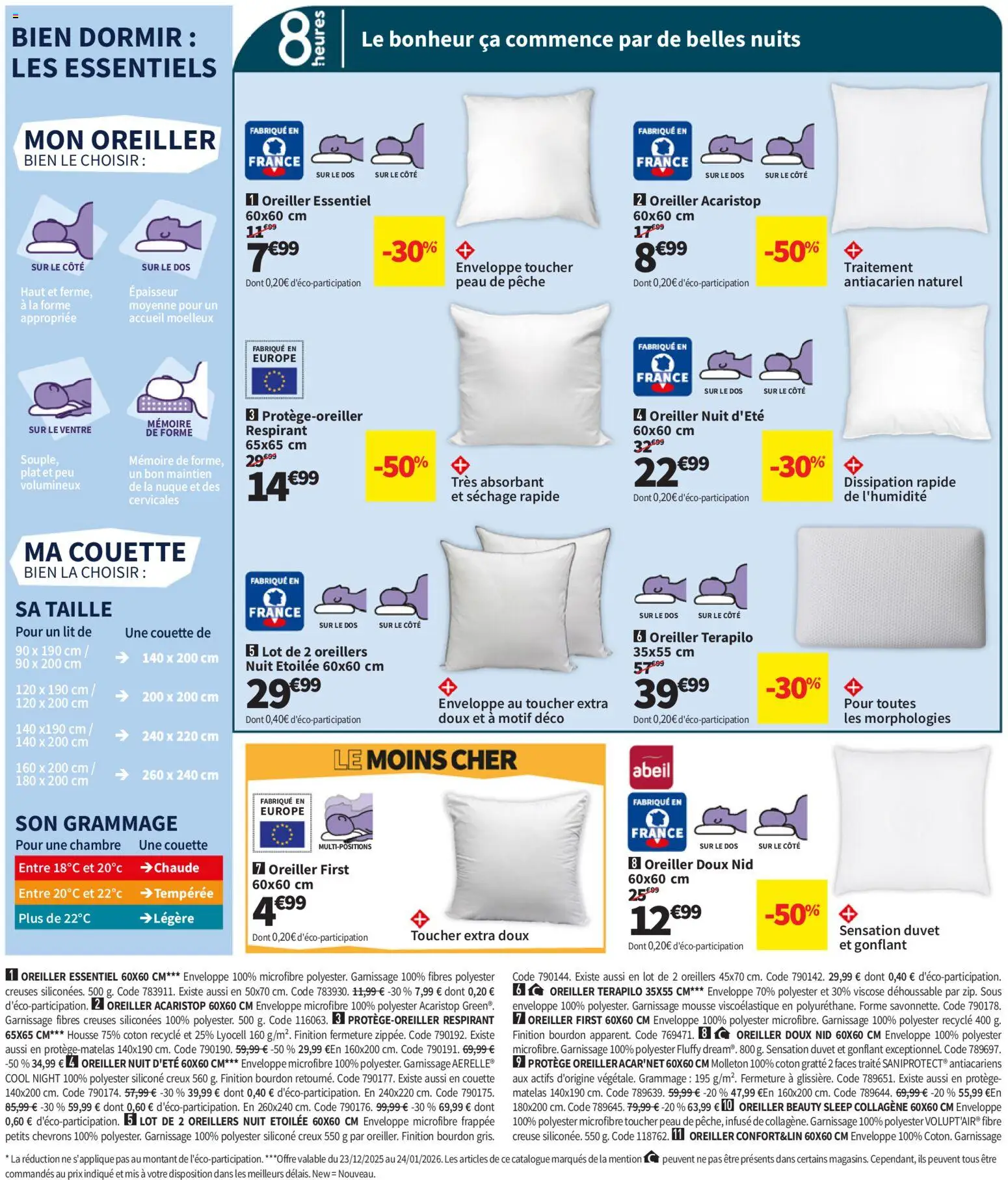 {H1} | Page: 12 | Produits: Pêche, Enveloppe, Mousse, Matelas