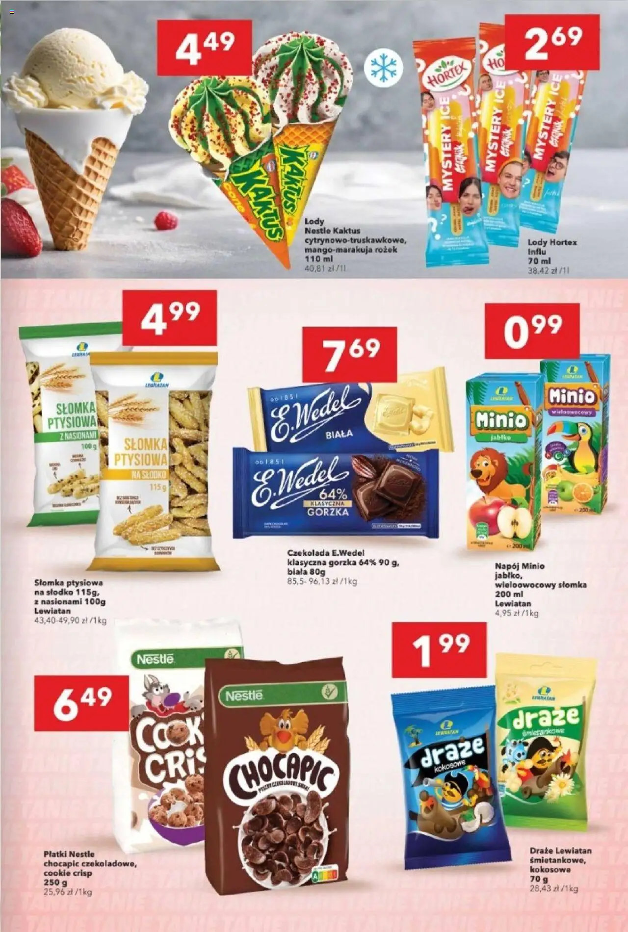 Lewiatan gazetka - Katowice od 12.06.2025 | Strona: 3 | Produkty: Słomka ptysiowa, Czekolada, Płatki, Lody