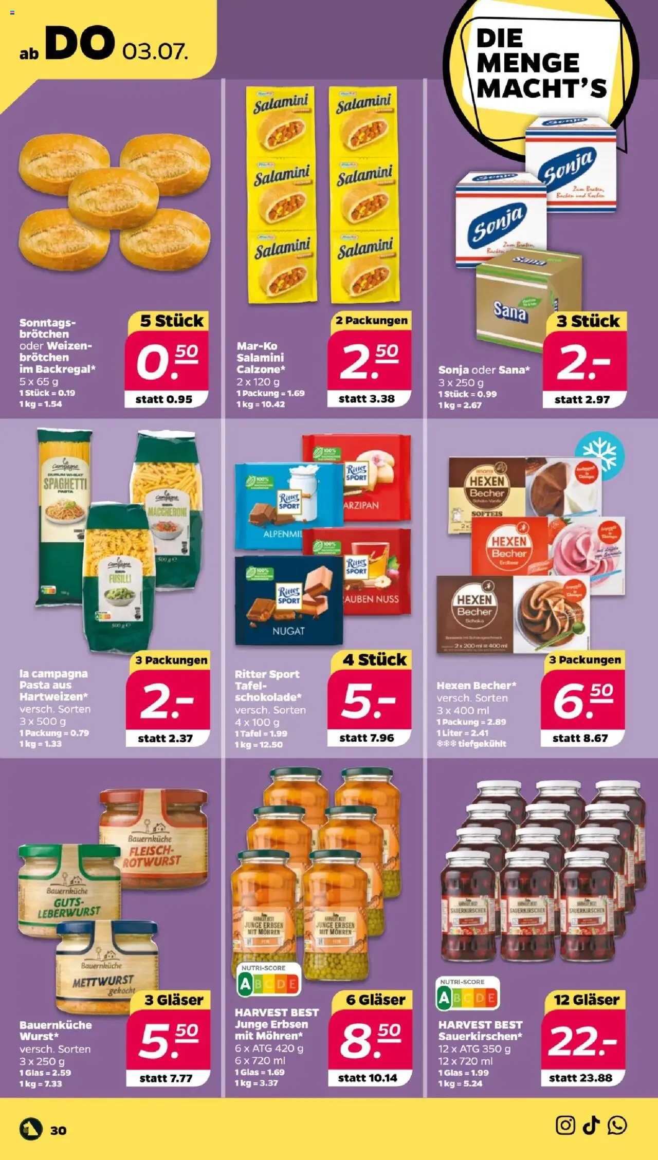 Netto Prospekt 	 - gültig ab dem 30.06.2025 | Seite: 30 | Produkte: Ritter sport, Mohren, Pasta, Erbsen
