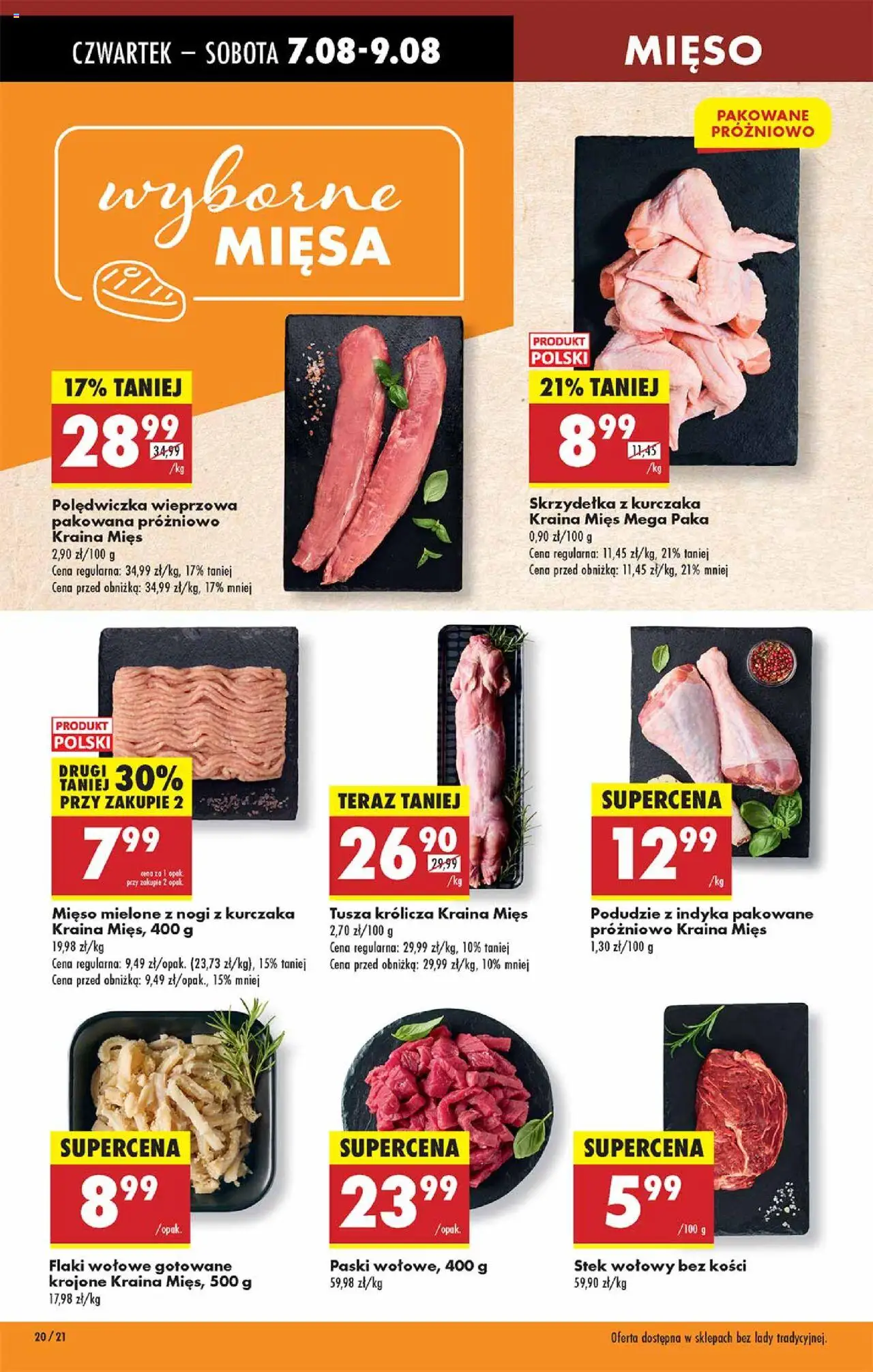 Biedronka gazetka - Oferta W tym tygodniu od 07.08.2025 | Strona: 20 | Produkty: Mięso, Kraina mięs, Mięso mielone, Flaki