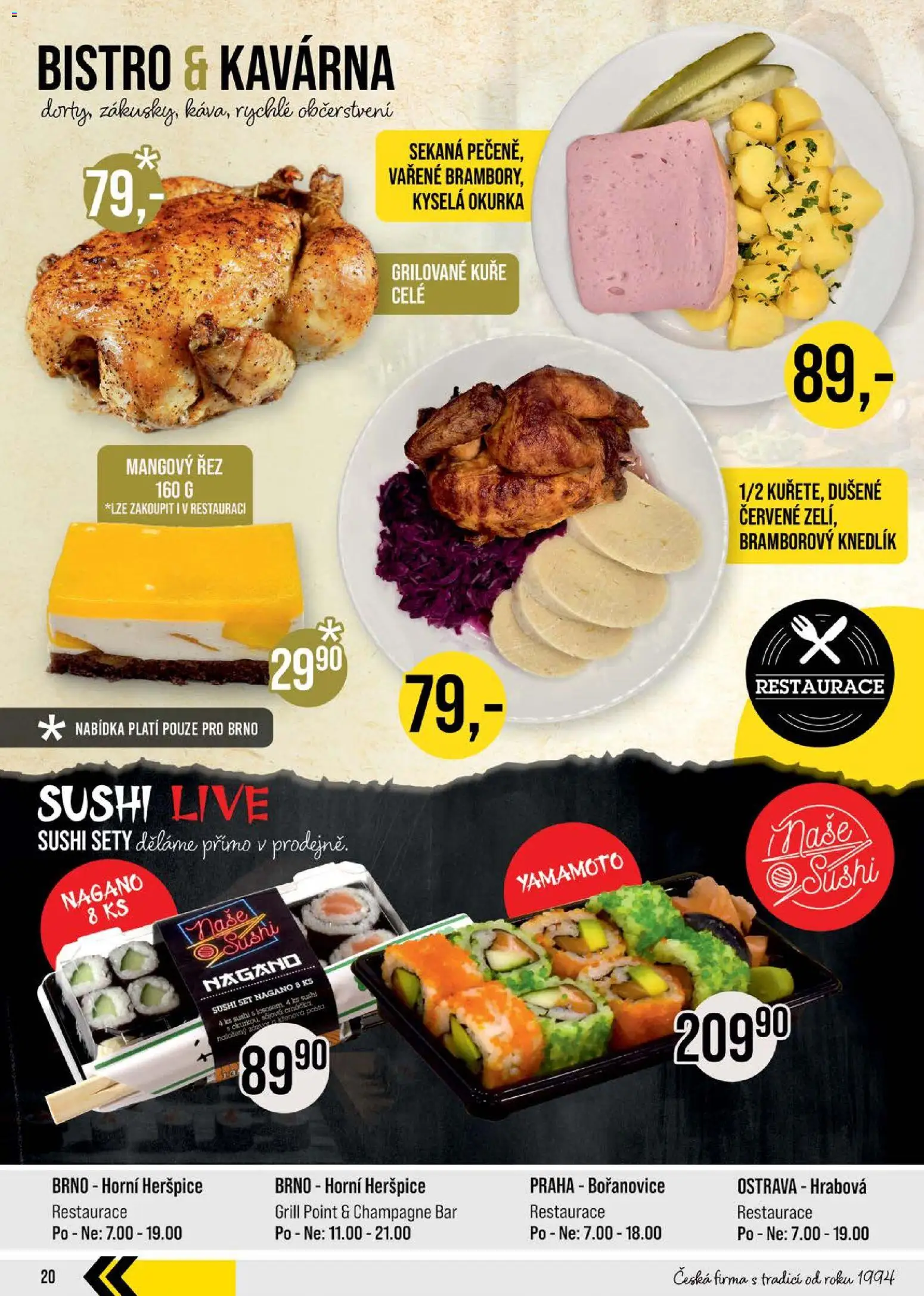 Jip leták - Cash & Carry od 02.01.2026 | Strana: 20 | Produkty: Grilované kuře, Bramborový knedlík, Sushi set, Okurka