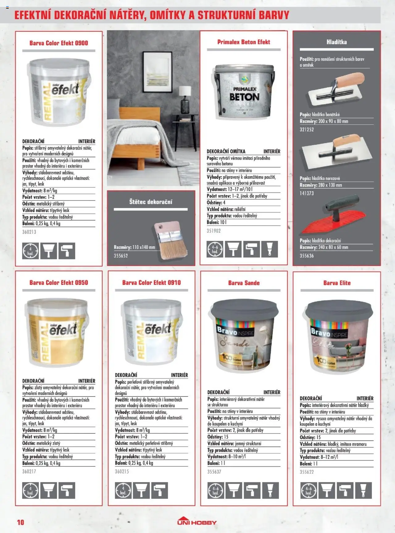 Uni Hobby katalog - Barvy 2025 od 23.05.2025 | Strana: 10 | Produkty: Primalex, Barvy, Štětec