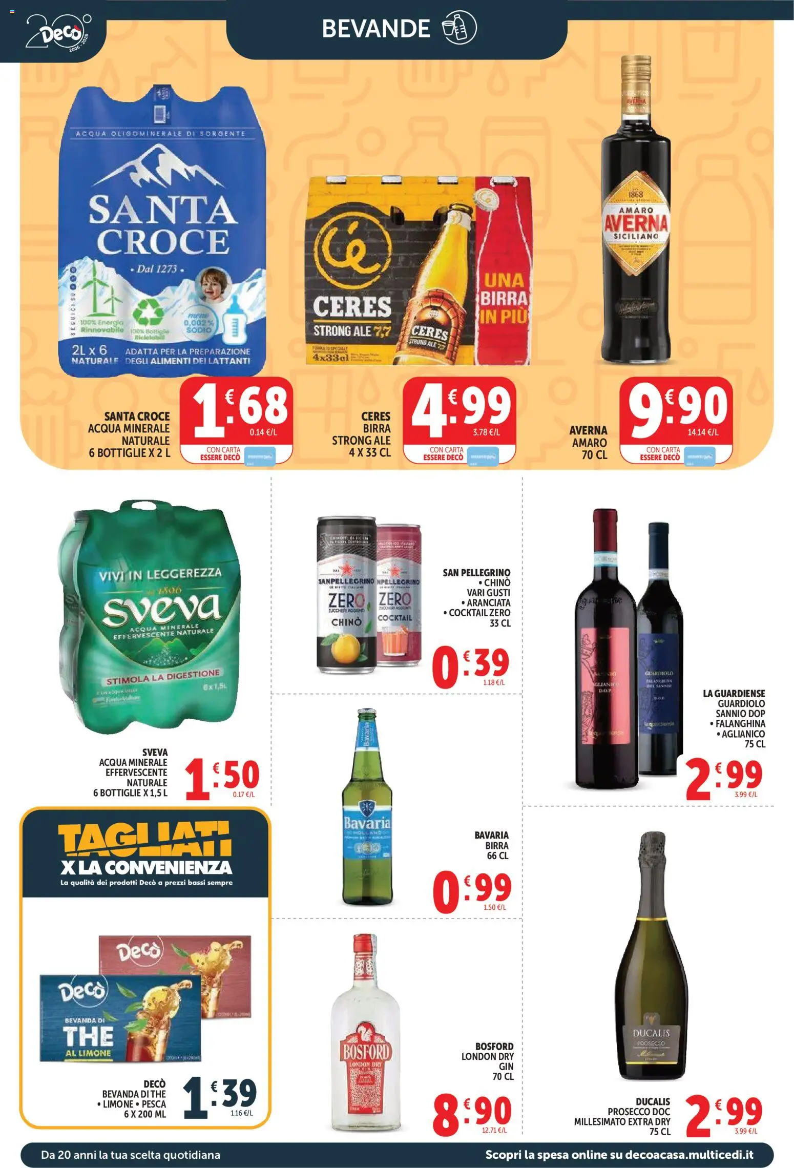 Volantino Decò del 09.04.2026 | Pagina: 10 | Prodotti: Birra, Prosecco, Acqua minerale, Amaro