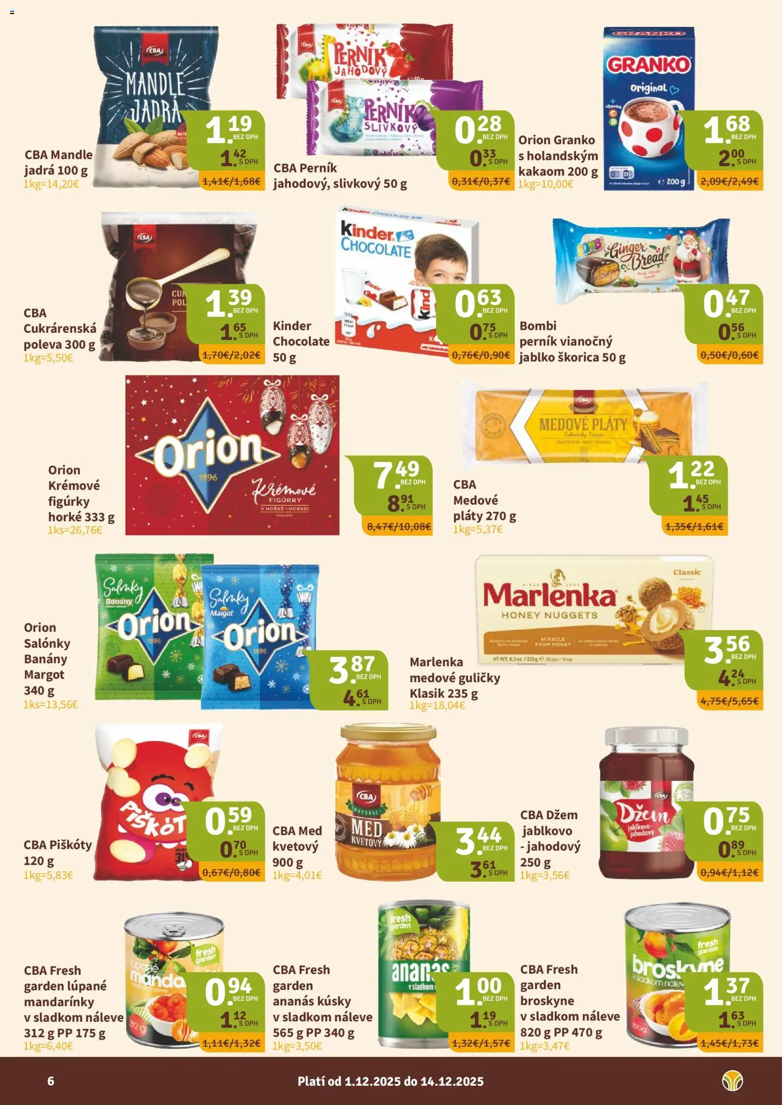 Nové Nitrazdroj akcie – leták je platný od 01.12.2025 | Strana: 6 | Produkty: Ananás, Mandarinky, Granko, Broskyne