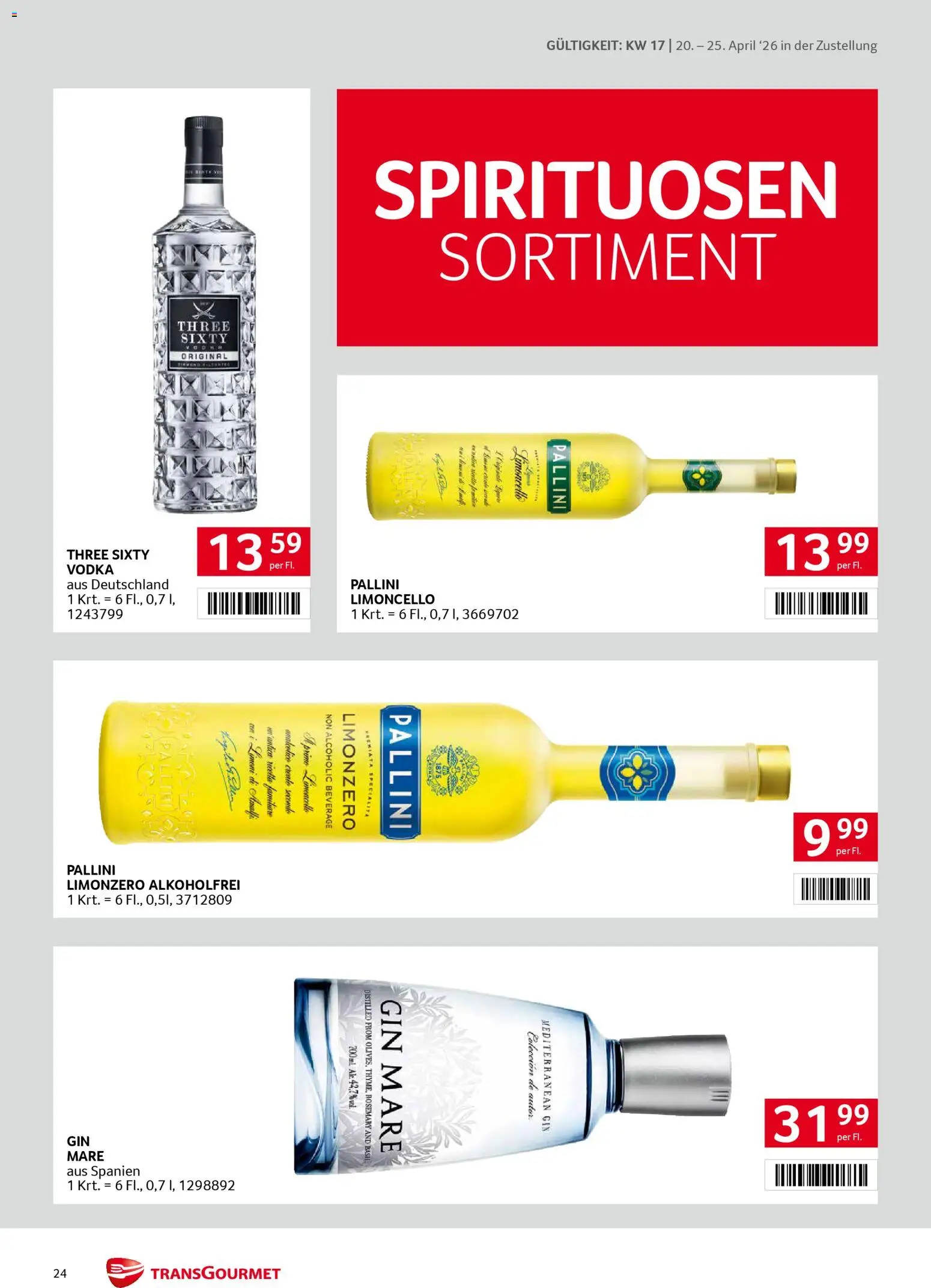 Transgourmet Zustellaktion gültig ab 20.04.2026 | Seite: 24 | Produkte: Gin