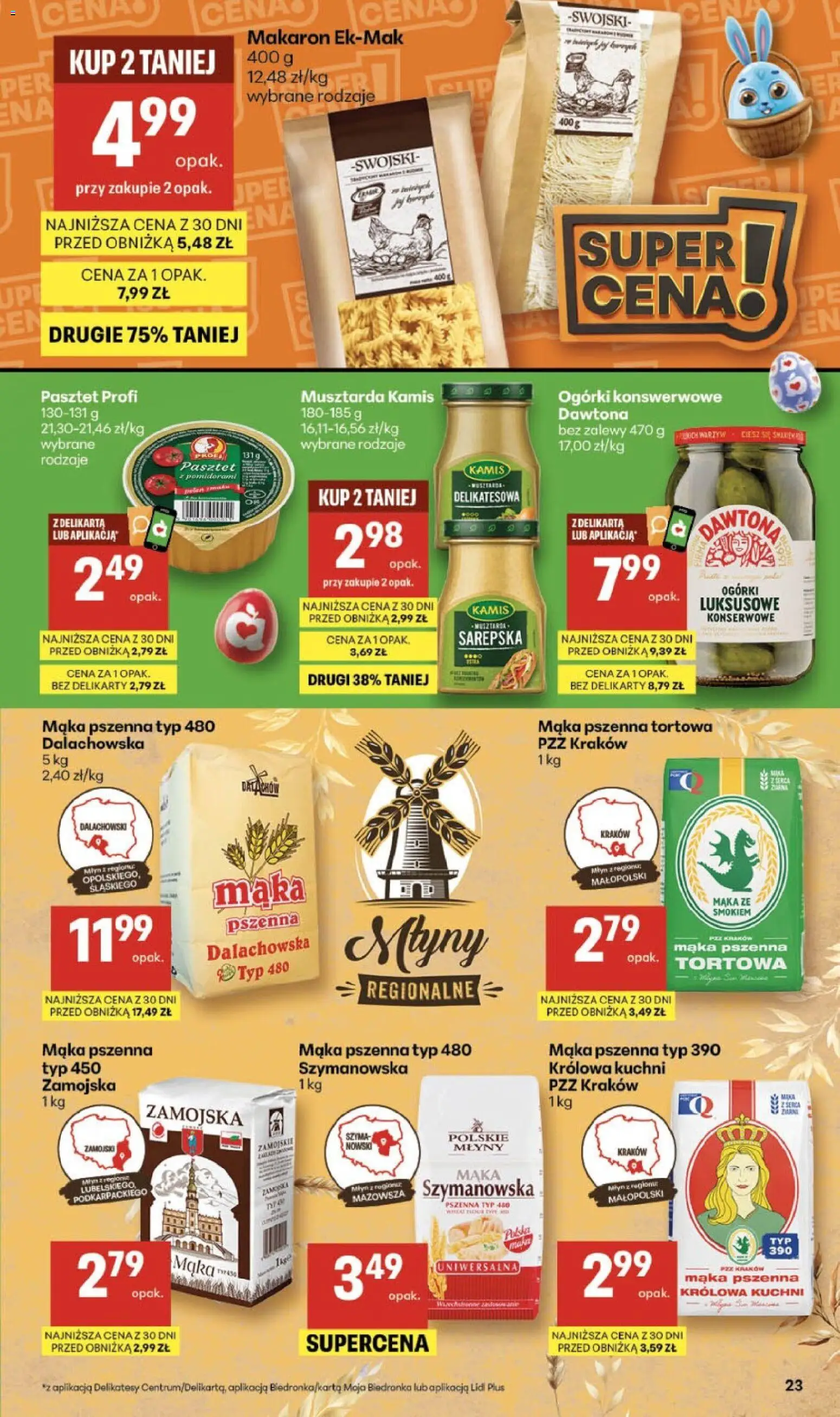 Delikatesy Centrum gazetka od 12.03.2026 | Strona: 23 | Produkty: Por, Musztarda, Makaron, Ogórki