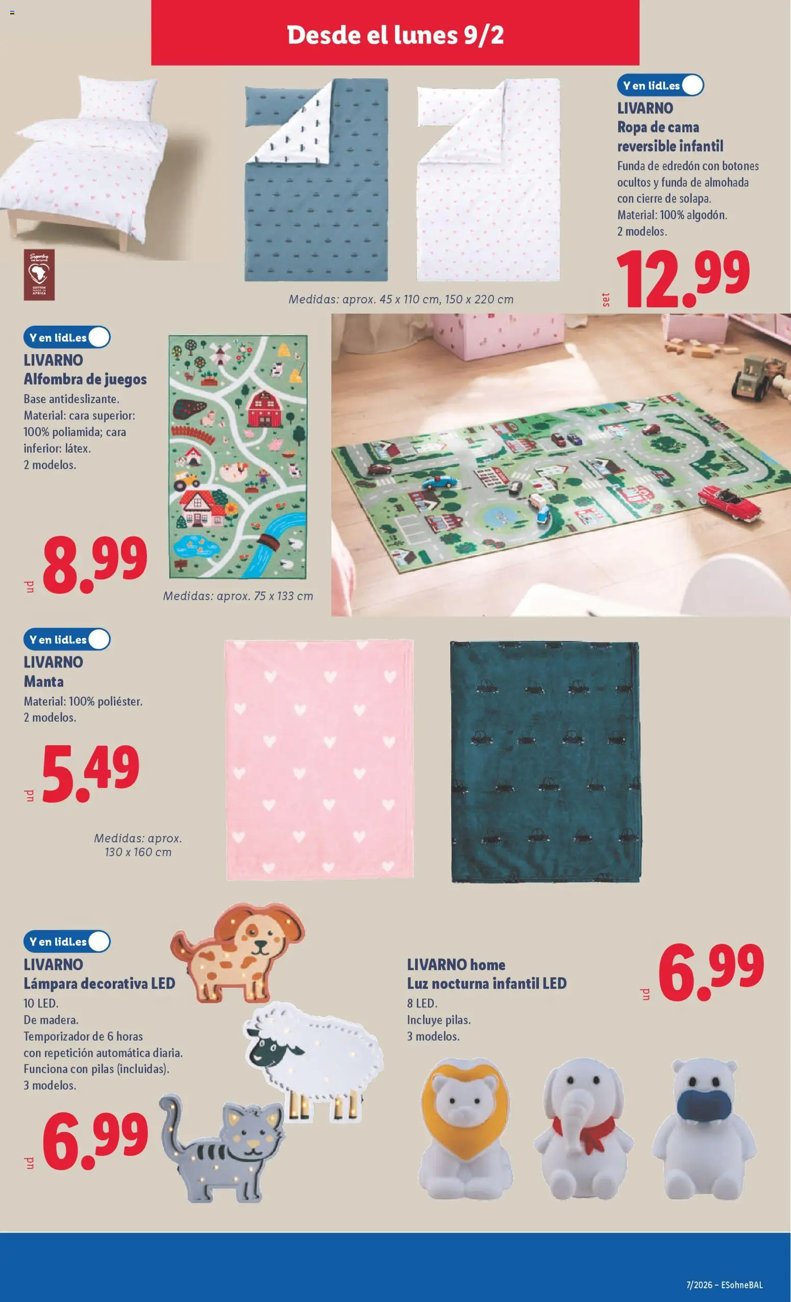 Lidl folleto de bazar │ válido desde el 09.02.2026 | Página: 13 | Productos: Edredón, Cama, Almohada, Lámpara