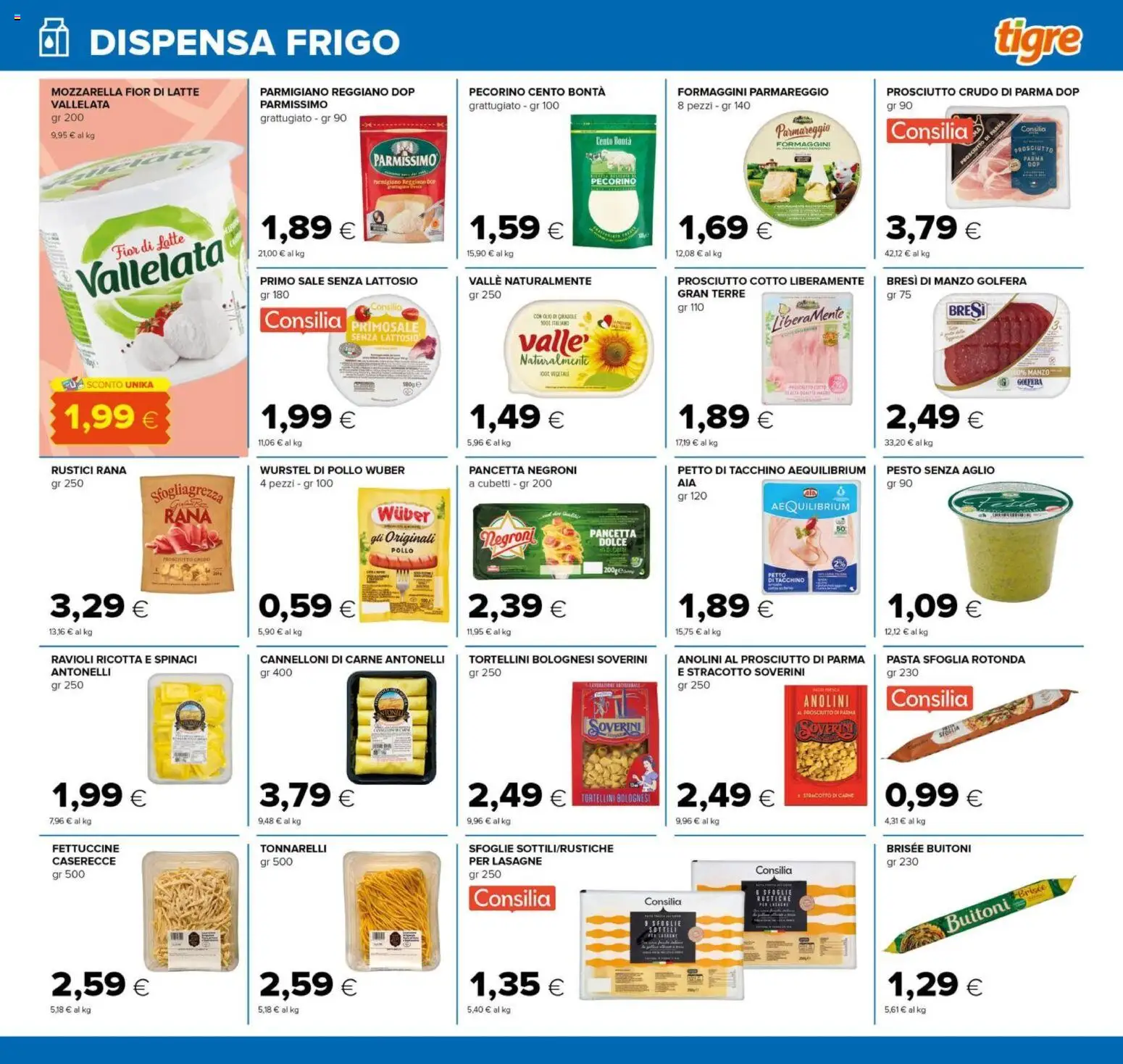 Volantino Tigre del 26.03.2026 | Pagina: 19 | Prodotti: Prosciutto di Parma, Manzo, Pasta, Pesto