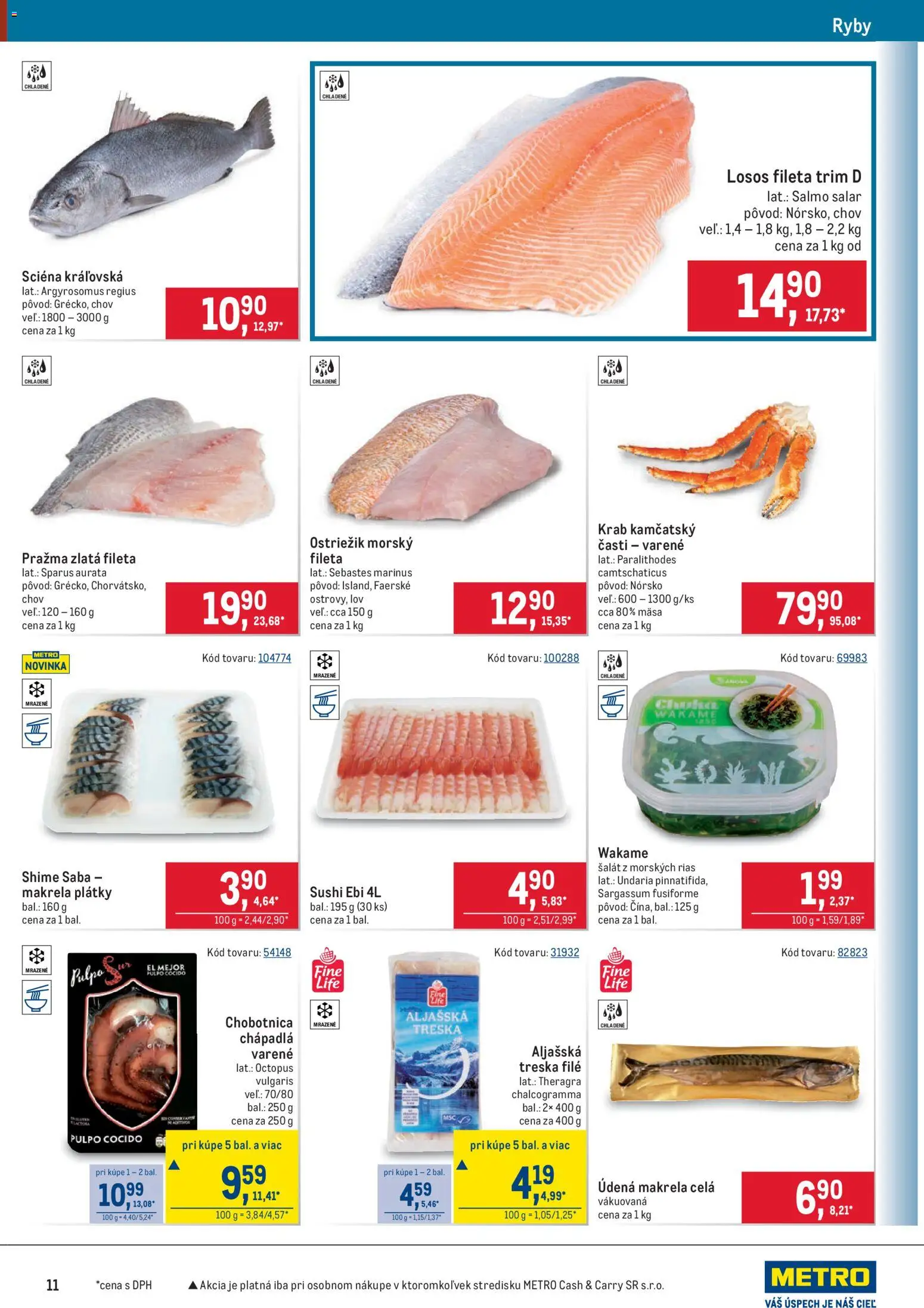 Nové Metro akcie – leták je platný od 19.11.2025 | Strana: 11 | Produkty: Ryby, Šalát, Sushi, Treska
