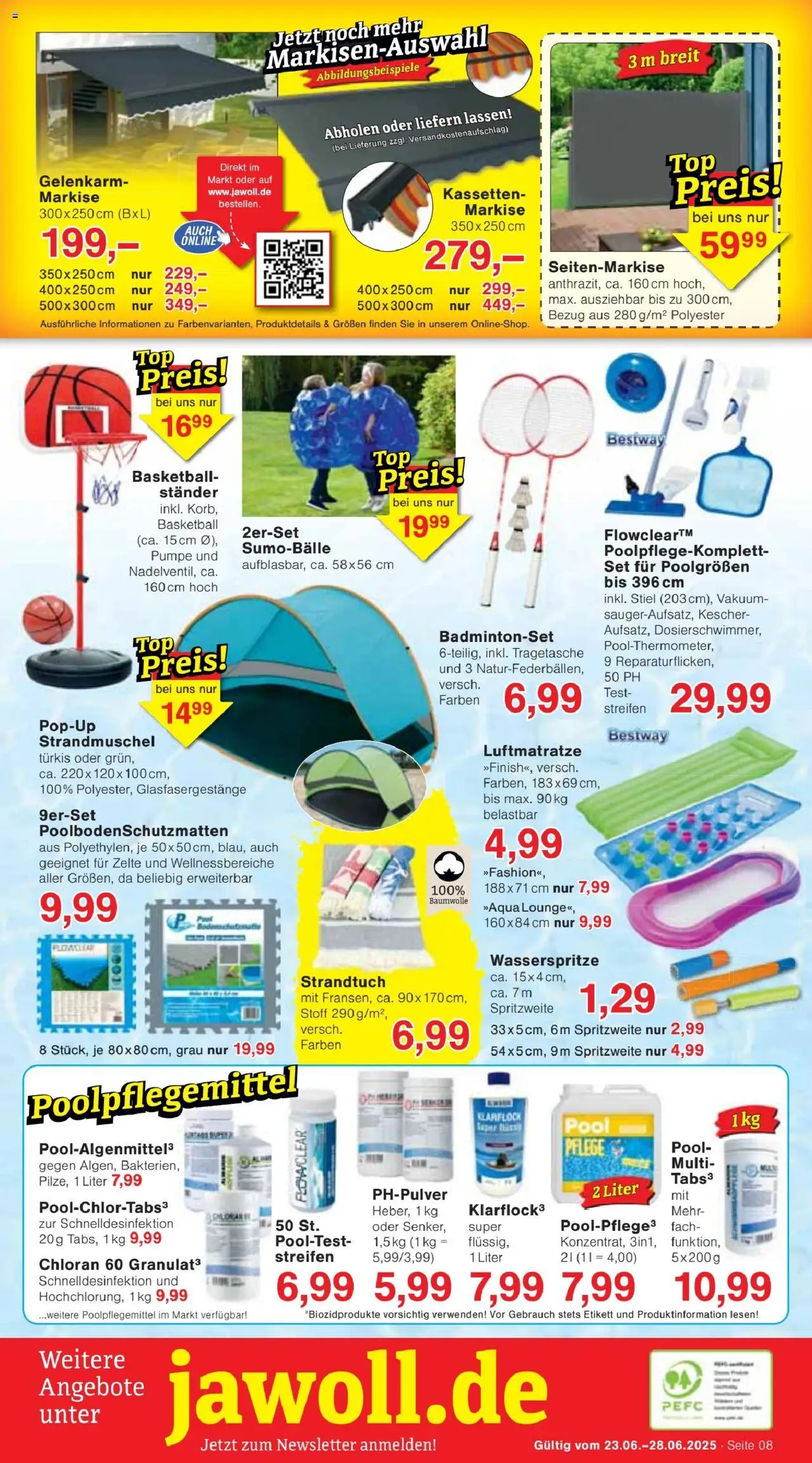 Jawoll Prospekt - gültig ab dem 23.06.2025 | Seite: 14 | Produkte: Strandtuch, Badmintonset, Basketball